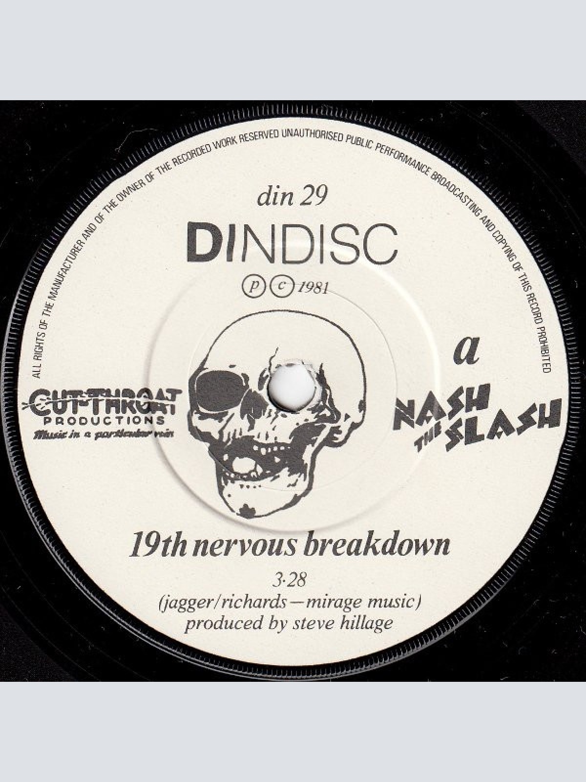 Vinyl / Nash The Slash - 19th Nervous Breakdown
