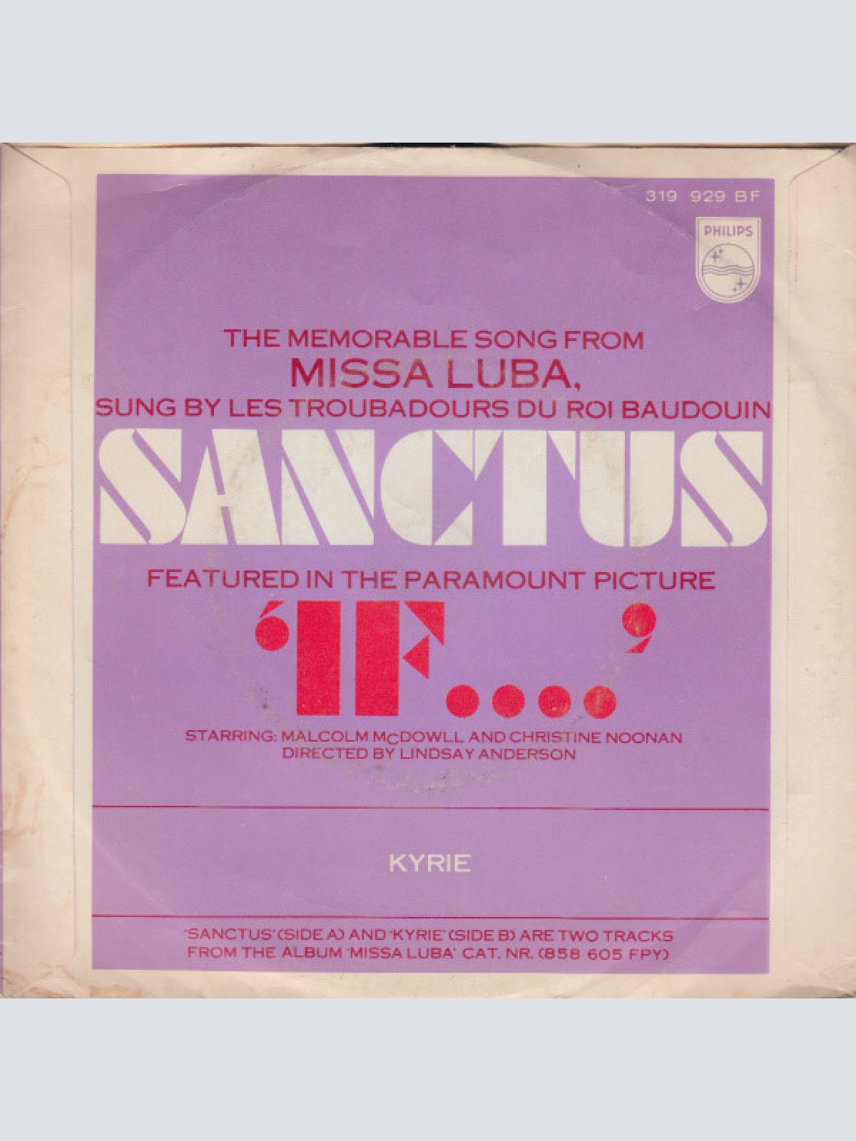 Vinyl / Les Troubadours Du Roi Baudouin - Sanctus (De La Bande Originale Du Film "If...")