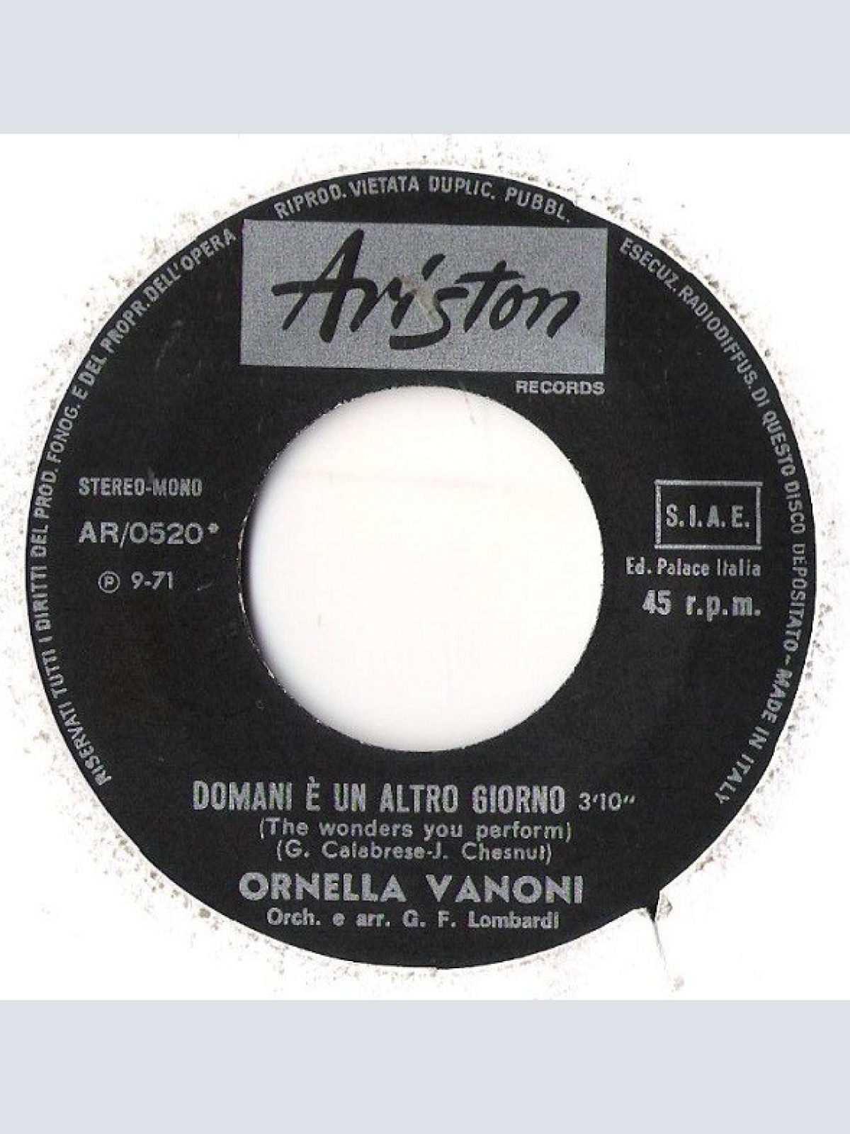 Vinyl / Ornella Vanoni - Domani È Un Altro Giorno