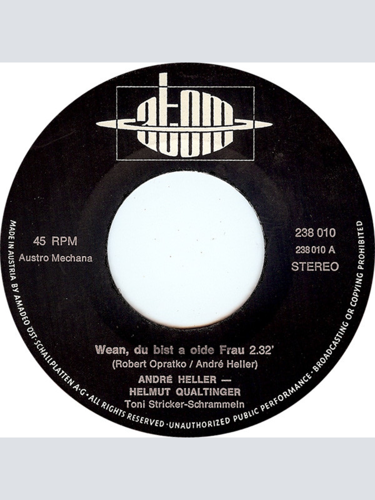 Vinyl / André Heller & Helmut Qualtinger - Wean, Du Bist A Toschnfeitl / Wean, Du Bist A Oide Frau