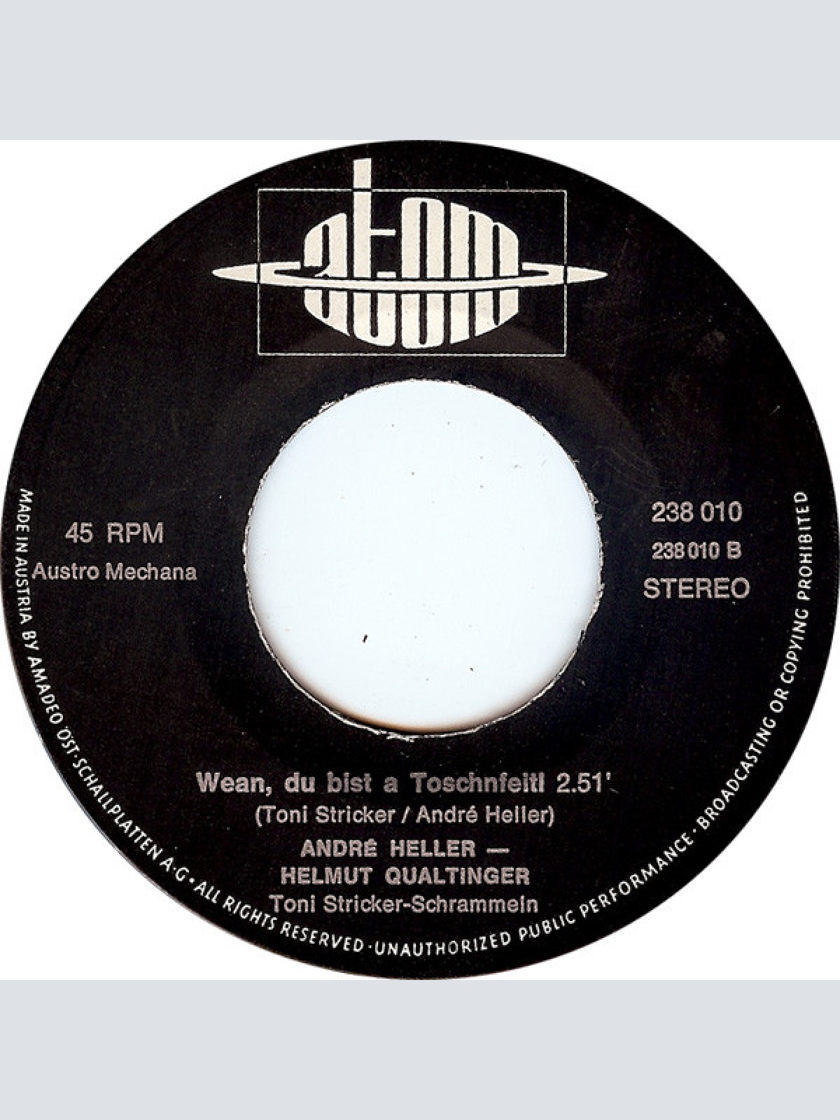 Vinyl / André Heller & Helmut Qualtinger - Wean, Du Bist A Toschnfeitl / Wean, Du Bist A Oide Frau