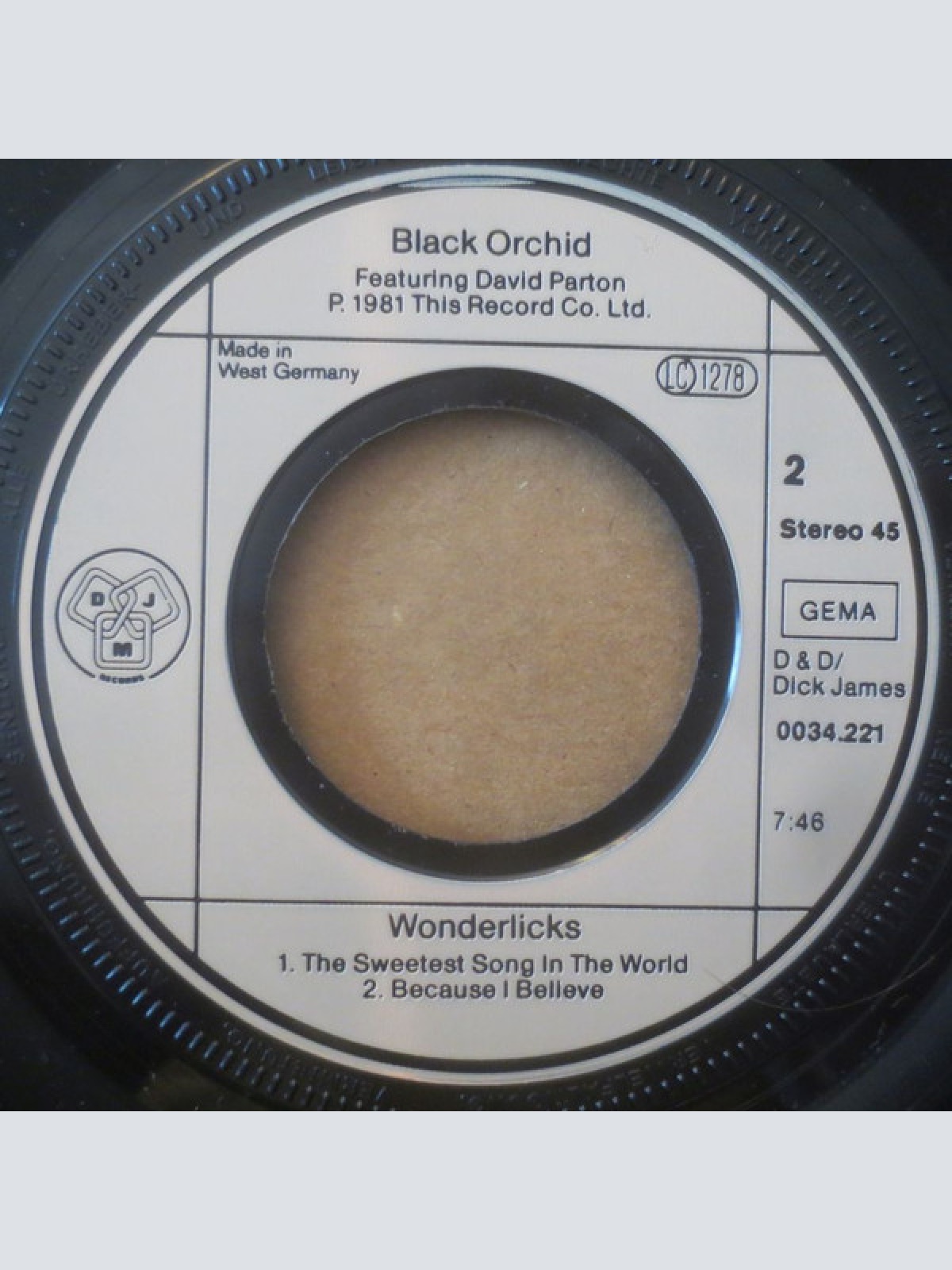 Vinyl / Black Orchid (6) Featuring David Parton - Wonderlicks