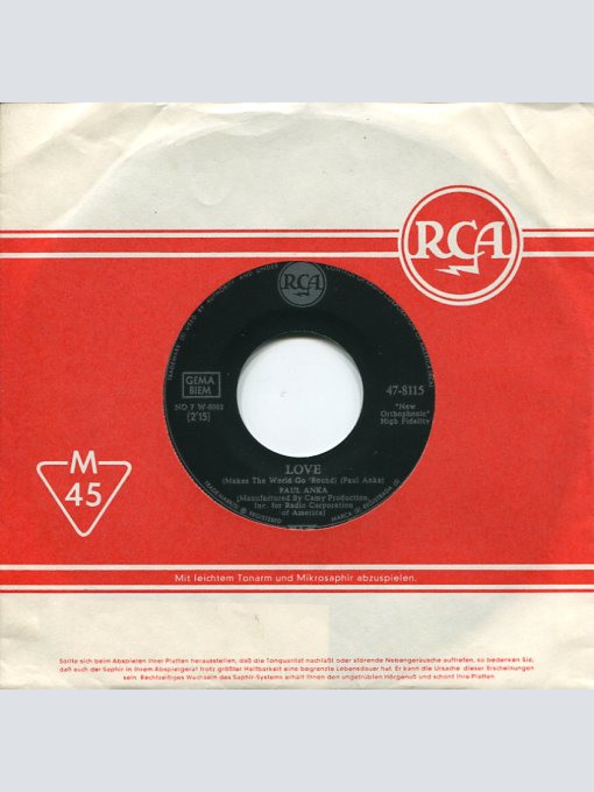 Vinyl / Paul Anka - Love (Makes The World Go 'Round)