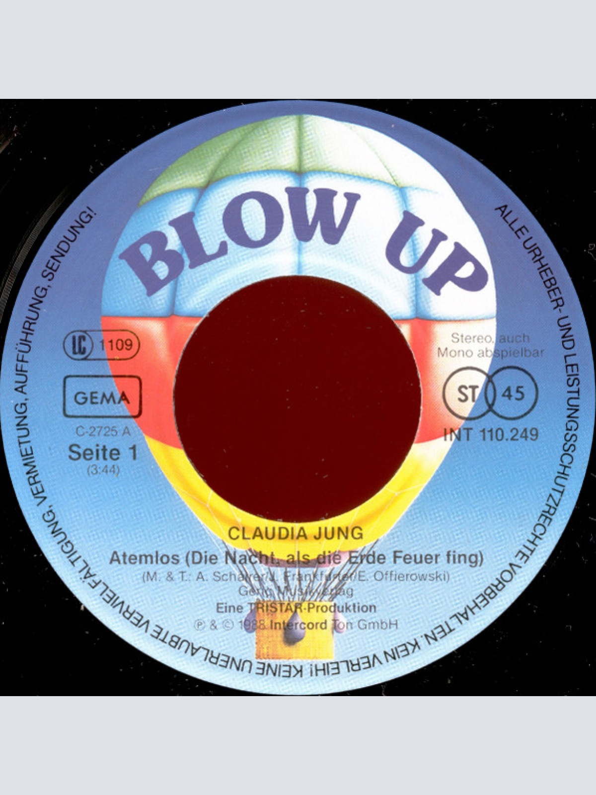 Vinyl / Claudia Jung - Atemlos (Die Nacht, Als Die Erde Feuer Fing)