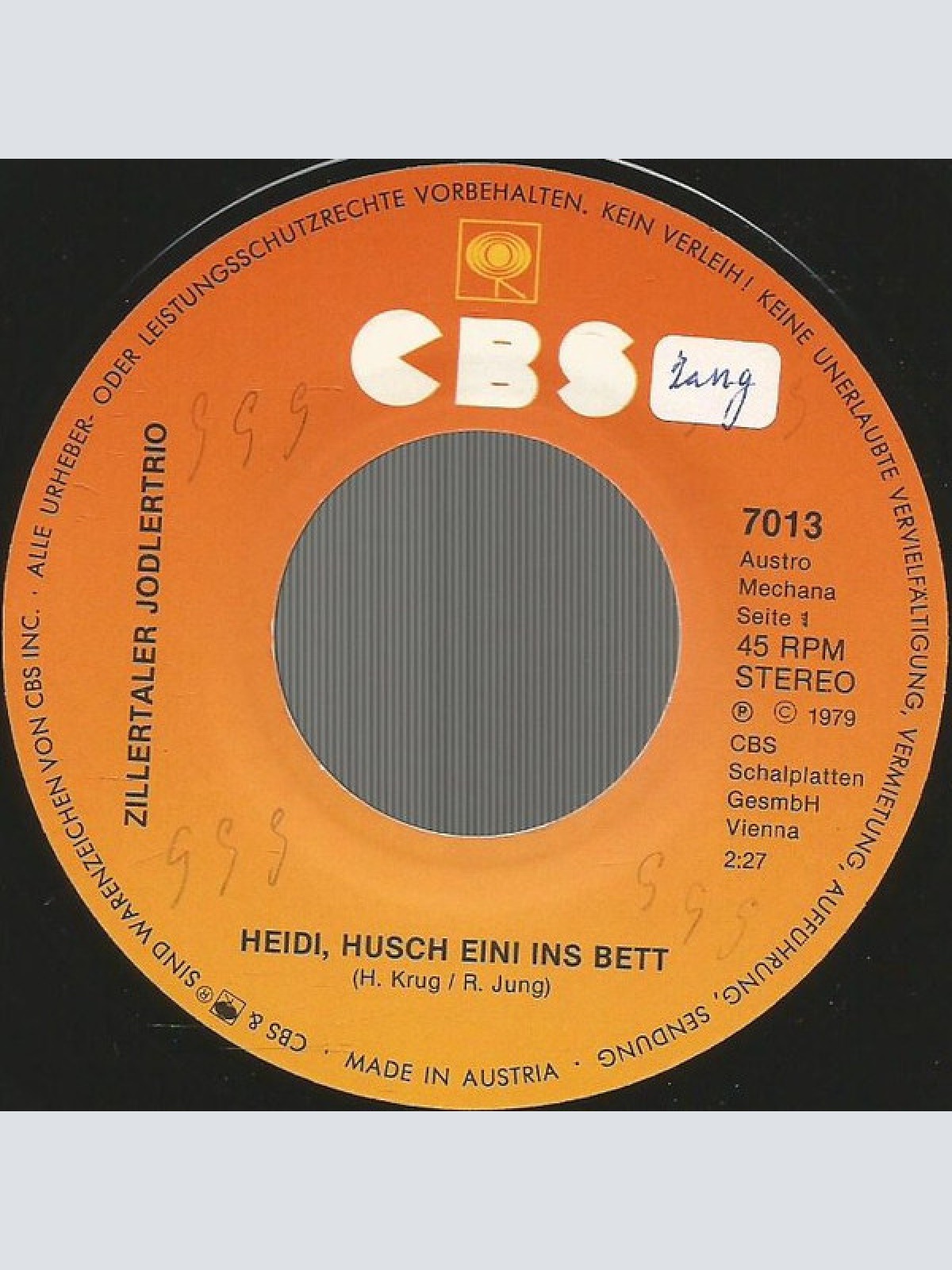 Vinyl / Orig. Zillertaler Jodler Trio* - Heidi, Husch Eini Ins Bett