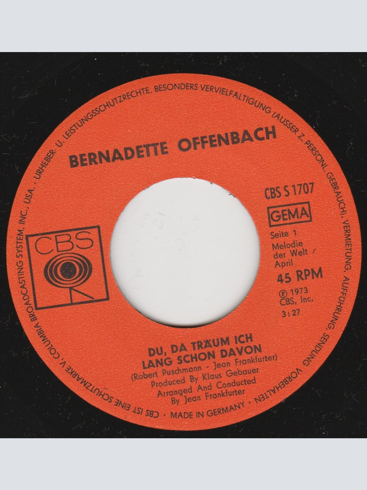 Vinyl / Bernadette Offenbach - Du, Da Träum Ich Lang Schon Davon