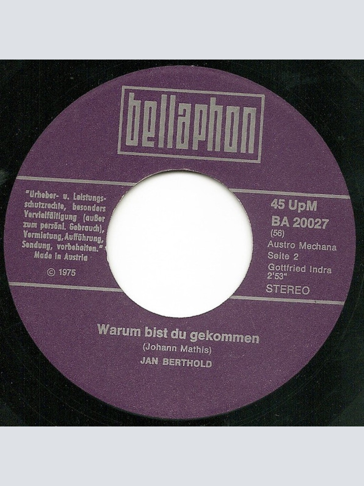 Vinyl / Jan Berthold - Wer Das Vergessen Kann