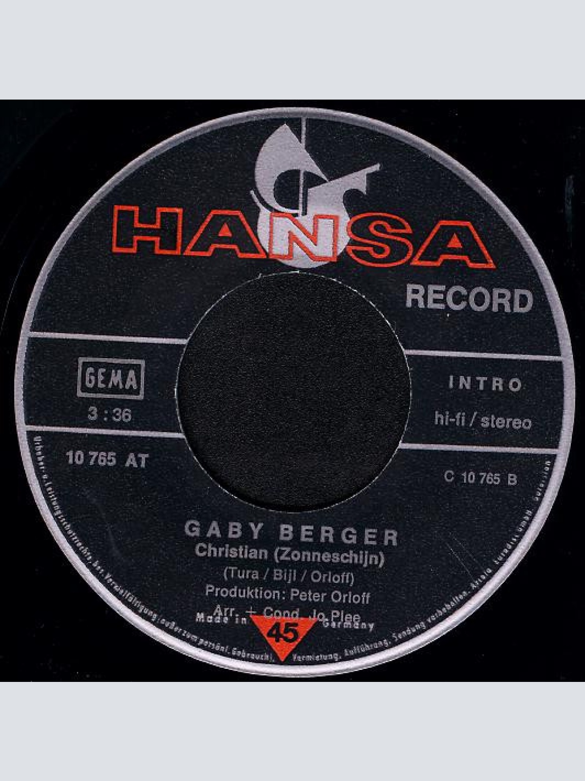 Vinyl / Gaby Berger - Zwei Karten Für's Kino / Christian (Zonneschijn)