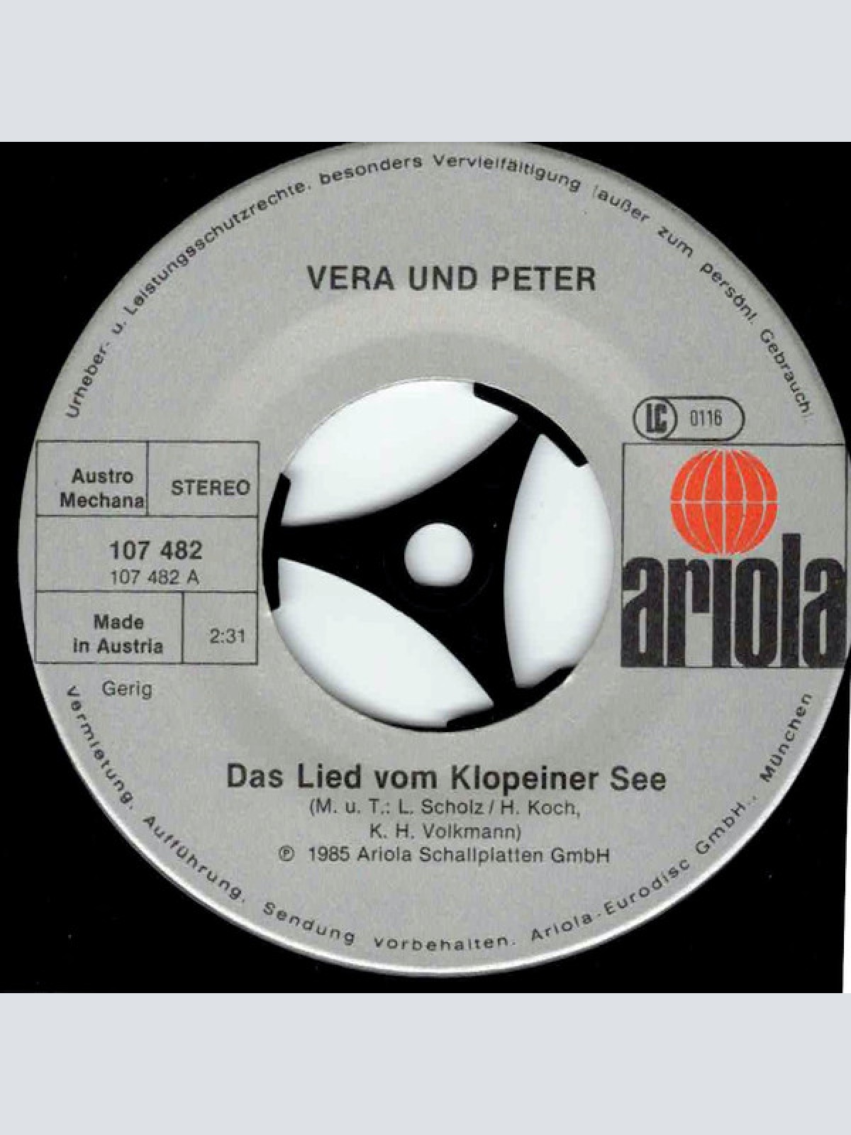 Vinyl / Vera Und Peter - Das Lied Vom Klopeiner See