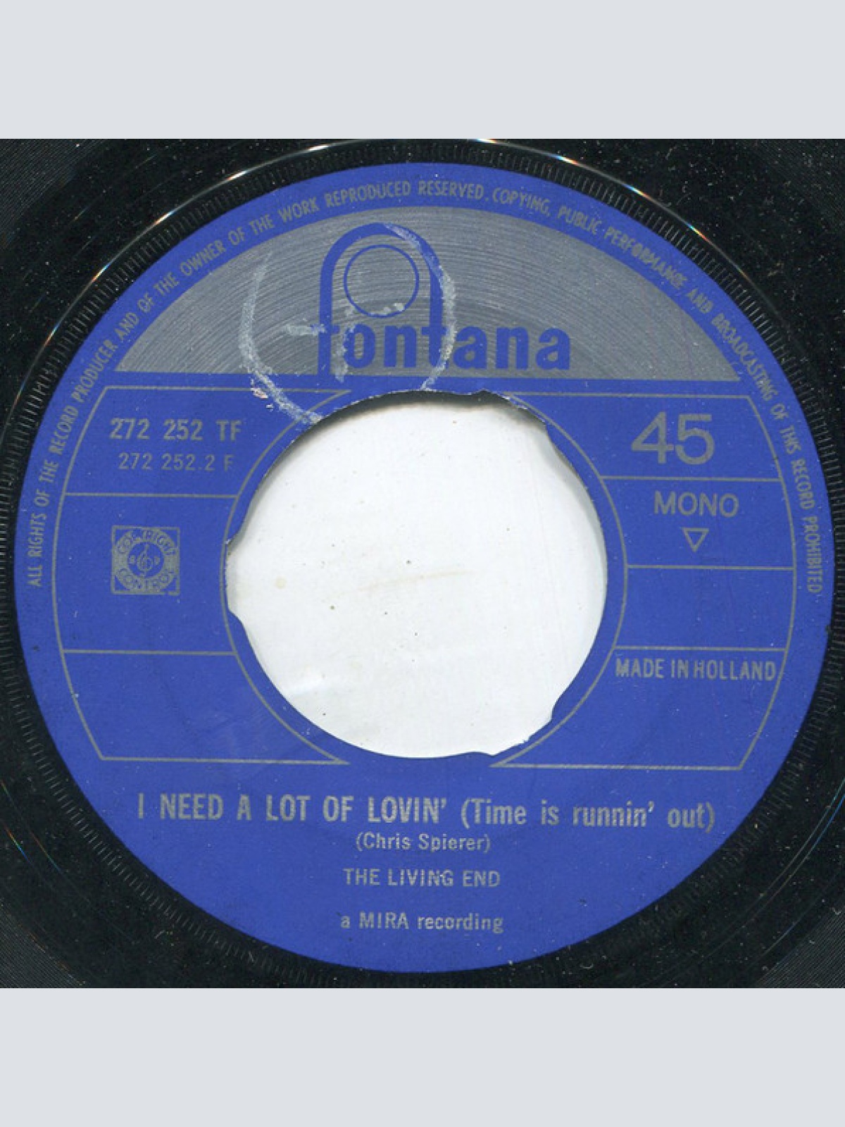 Vinyl / The Living End (2) - I Need A Lot Of Lovin' (Time Is Runnin' Out) / Turkey Stomp