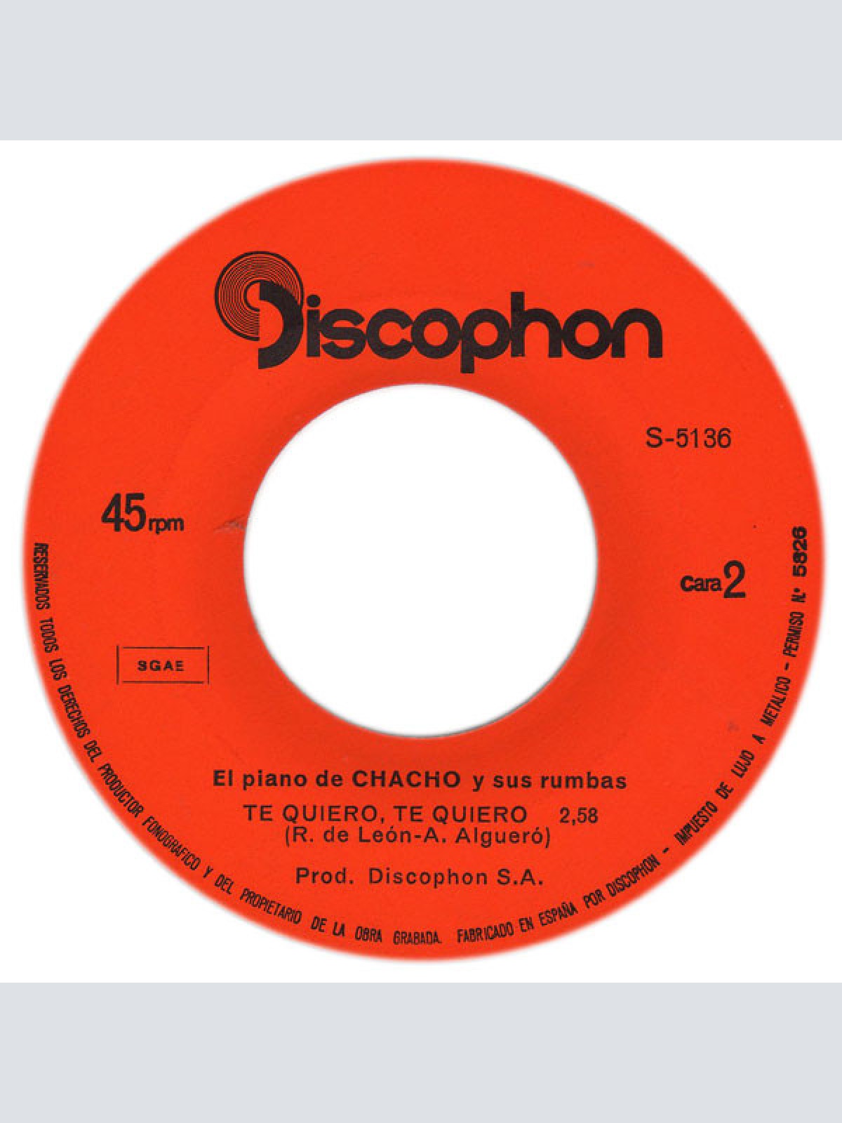 Vinyl / El Piano De Chacho Y Sus Rumbas - El Pan Y Los Dientes