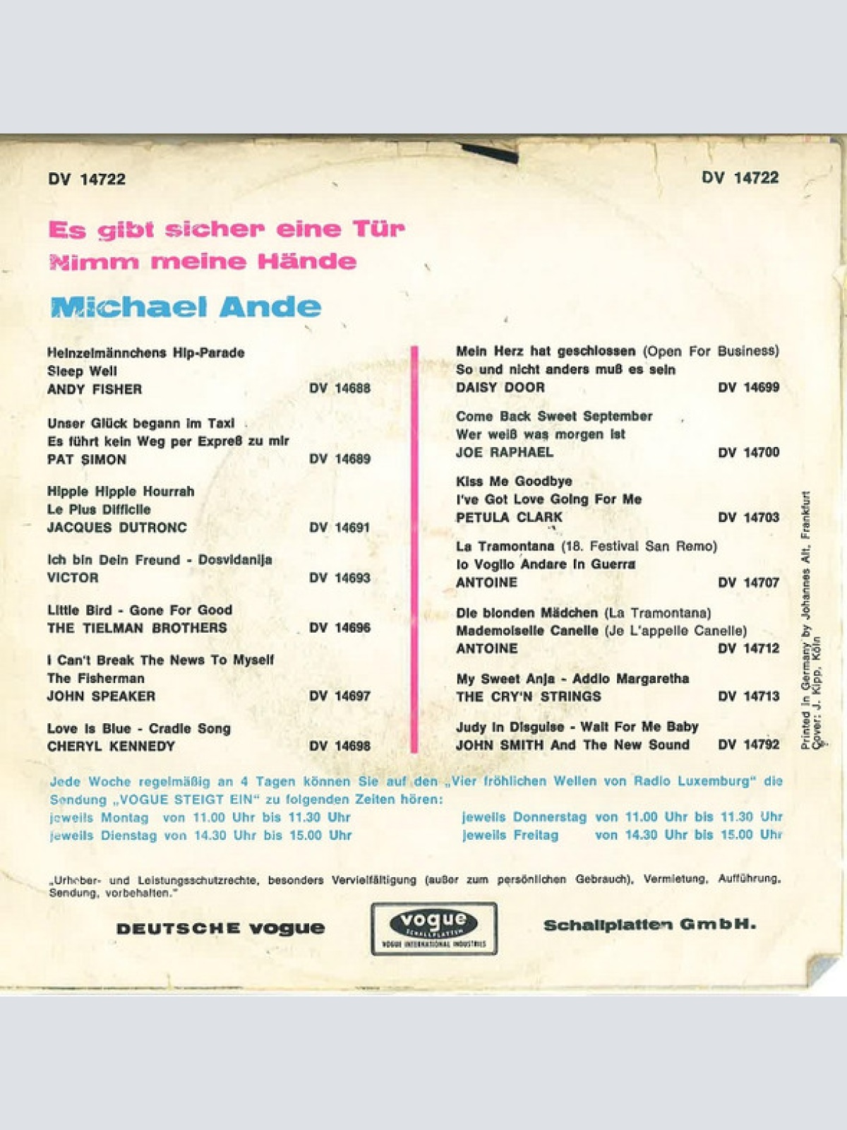 Vinyl / Michael Ande - Es Gibt Sicher Eine Tür