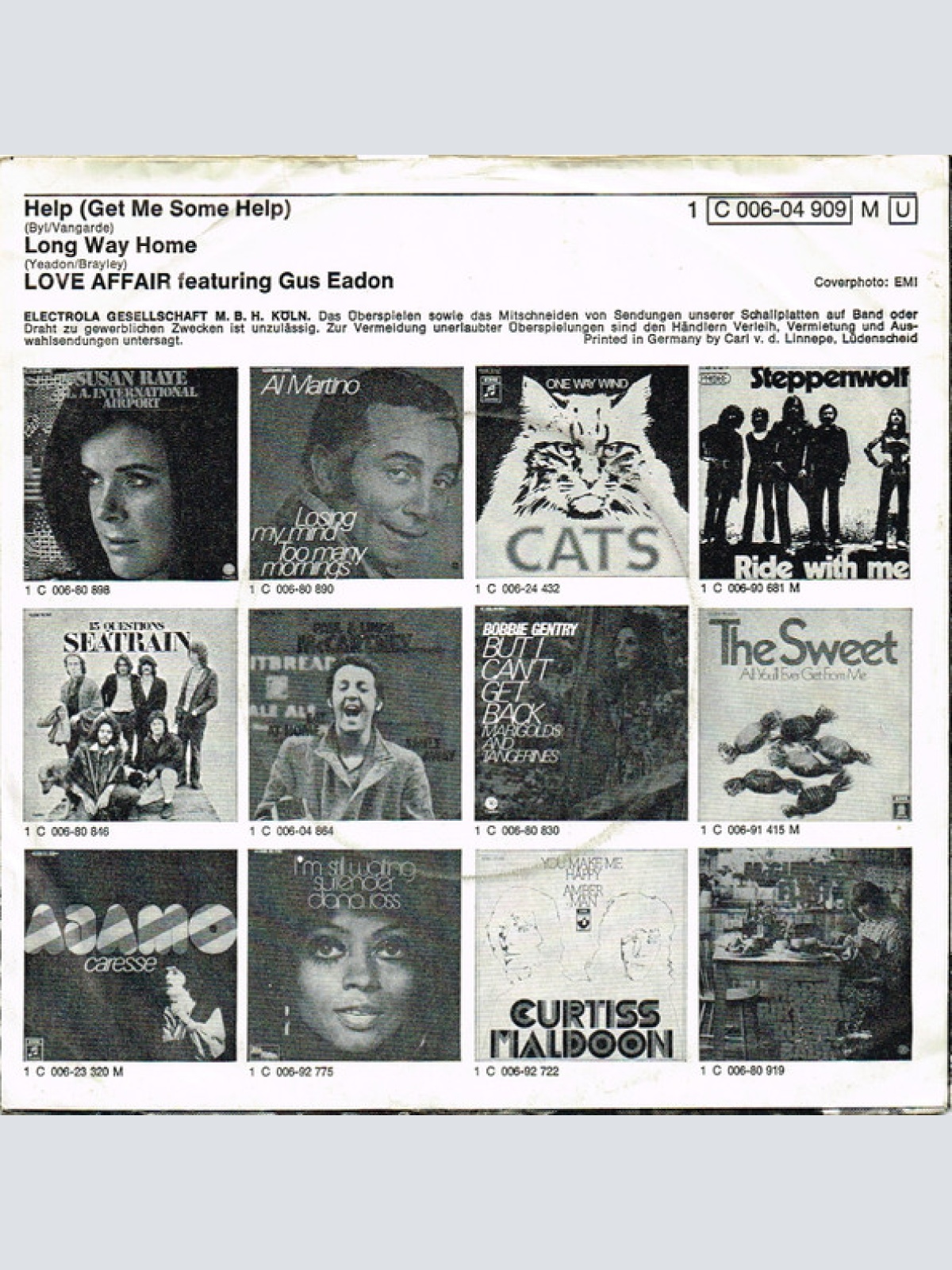 Vinyl / Love Affair* Featuring Gus Eadon - Help (Get Me Some Help)