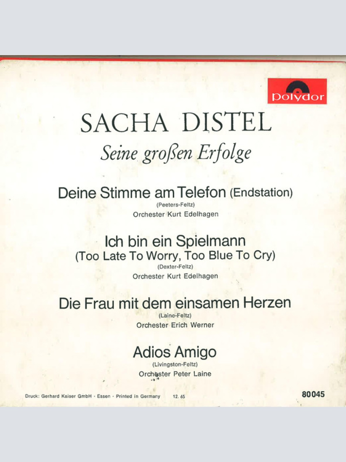 Vinyl / Sacha Distel - Seine Großen Erfolge