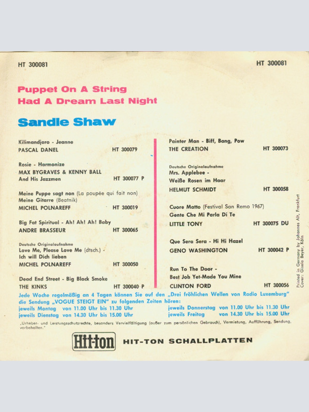 Vinyl / Sandie Shaw - Puppet On A String