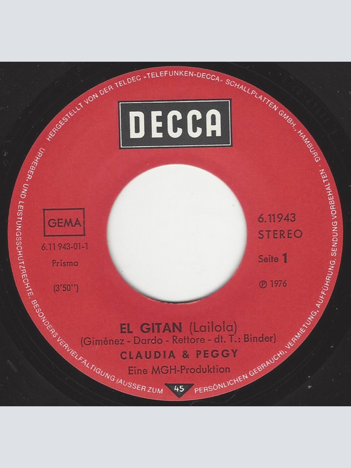 Vinyl / Claudia & Peggy - El Gitan (Lailola)