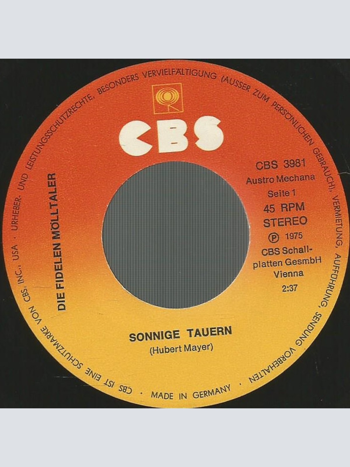 Vinyl / Die Fidelen Mölltaler - Sonnige Tauern / Mein Schwitzerland