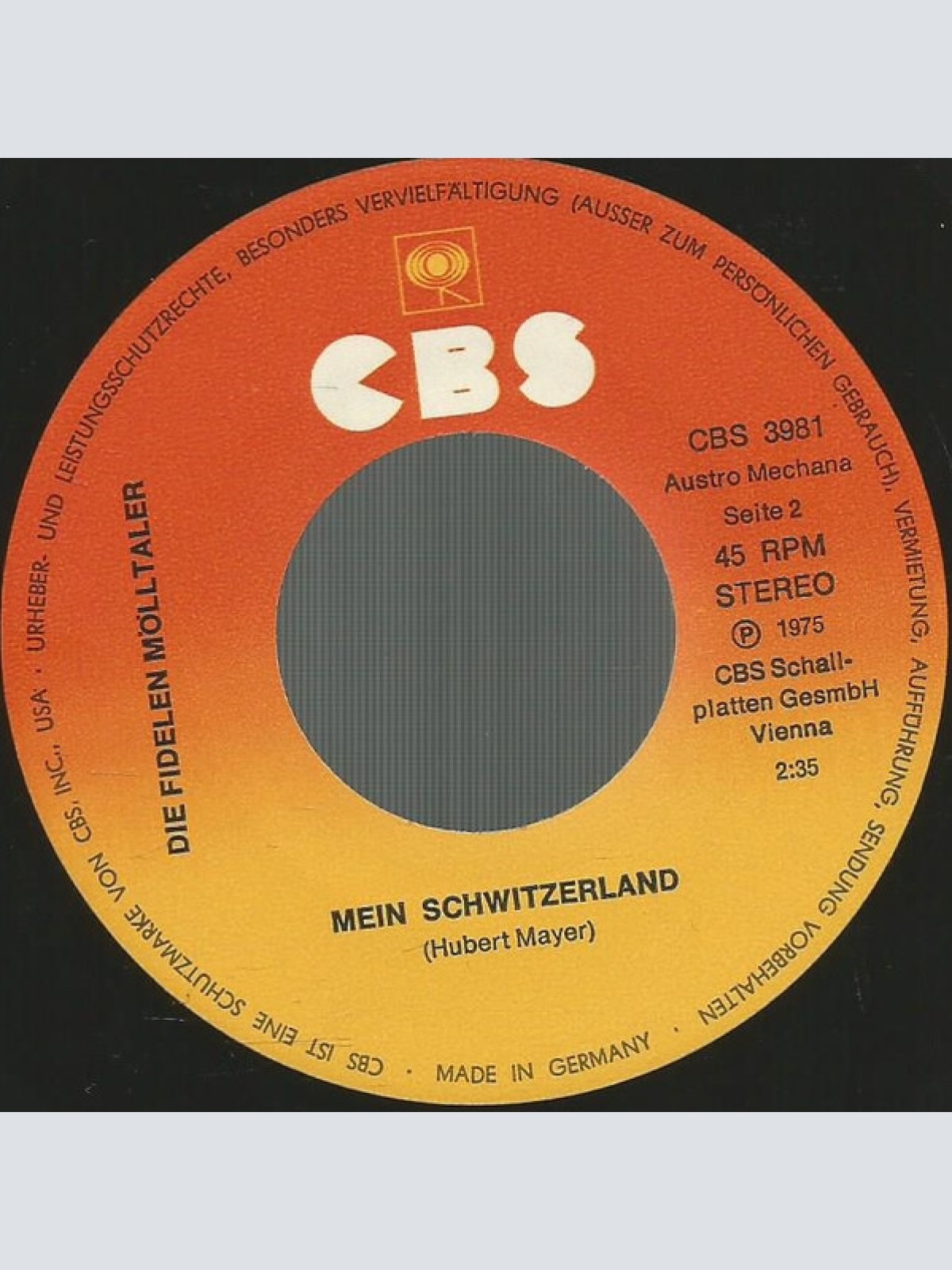 Vinyl / Die Fidelen Mölltaler - Sonnige Tauern / Mein Schwitzerland