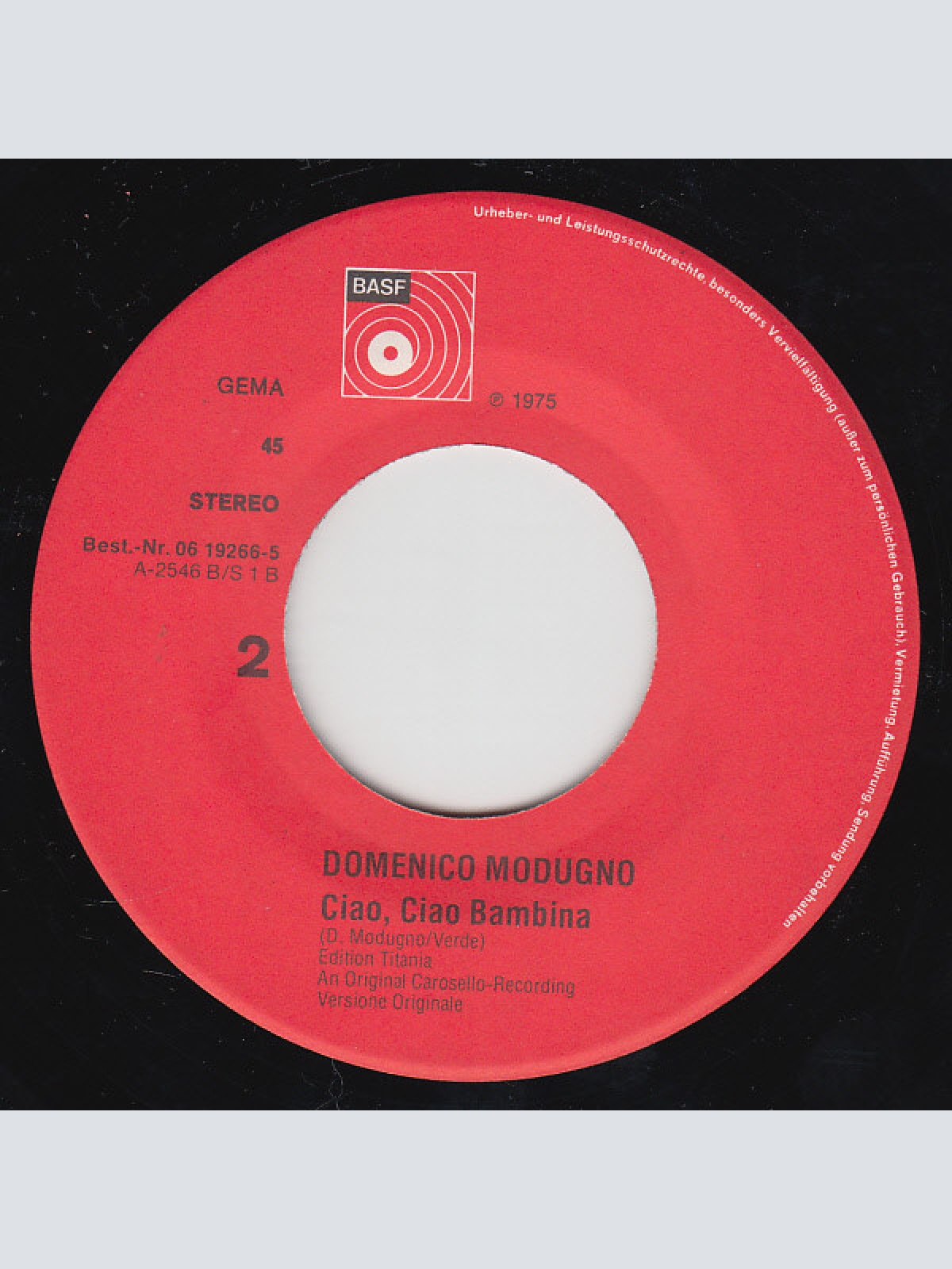 Vinyl / Domenico Modugno Con La Piccola Francesca Guadagno - Piange.. Il Telefono (Versione Originale)/Ciao, Ciao Bambina