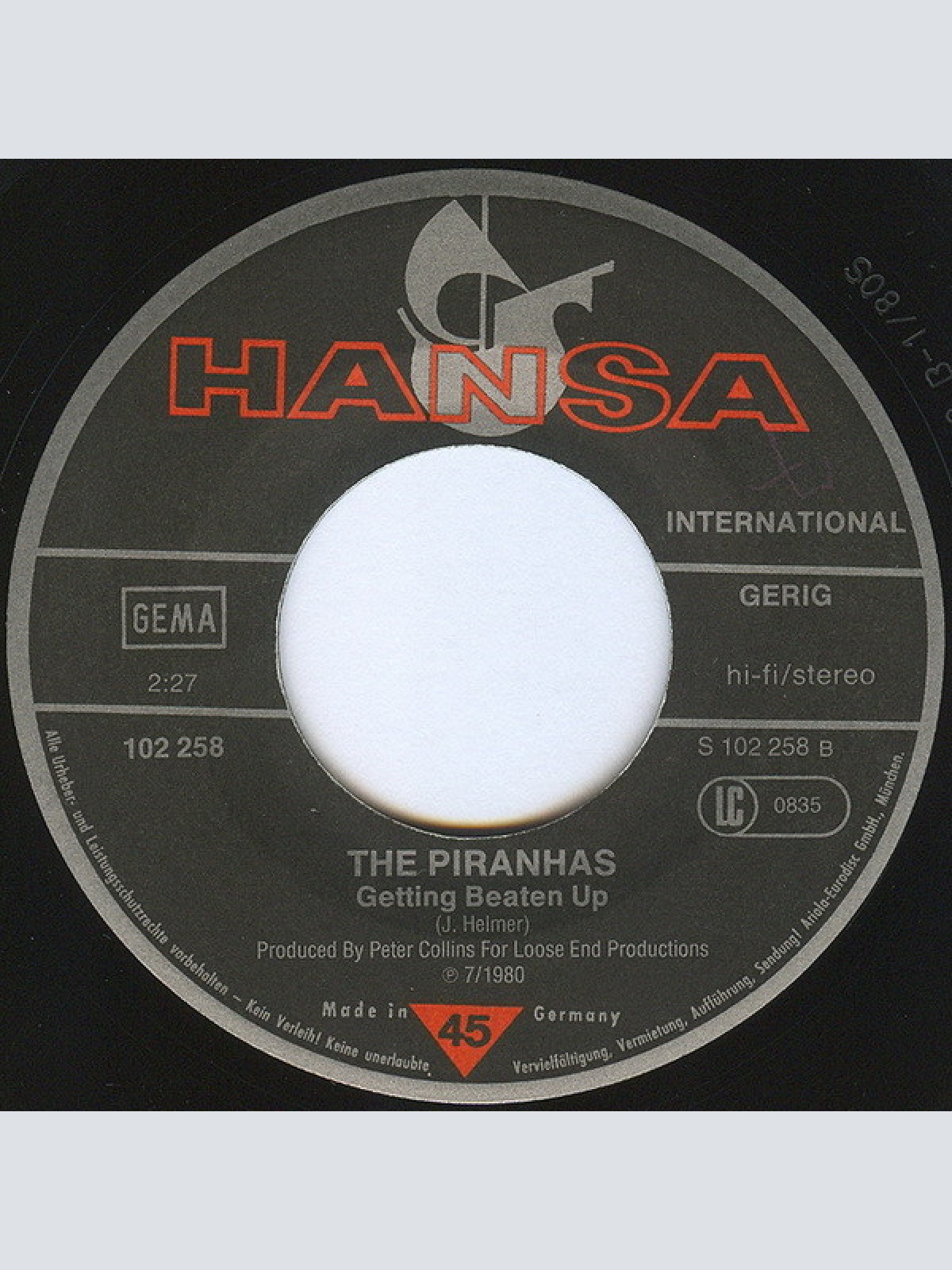 Vinyl / The Piranhas - Tom Hark