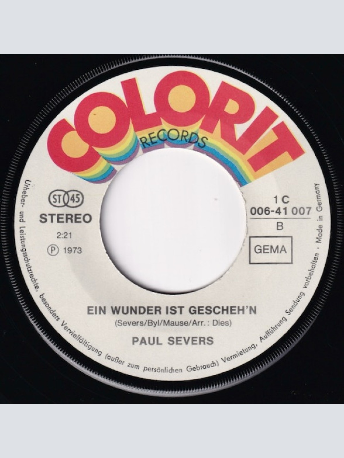 Vinyl / Paul Severs - Eine Liebe Ohne Ende / Ein Wunder Ist Gescheh'n