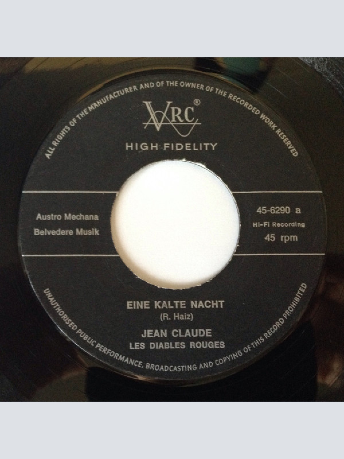 Vinyl / Jean Claude & Les Diables Rouges (3) - Eine Kalte Nacht / Du Glaubst An Mich