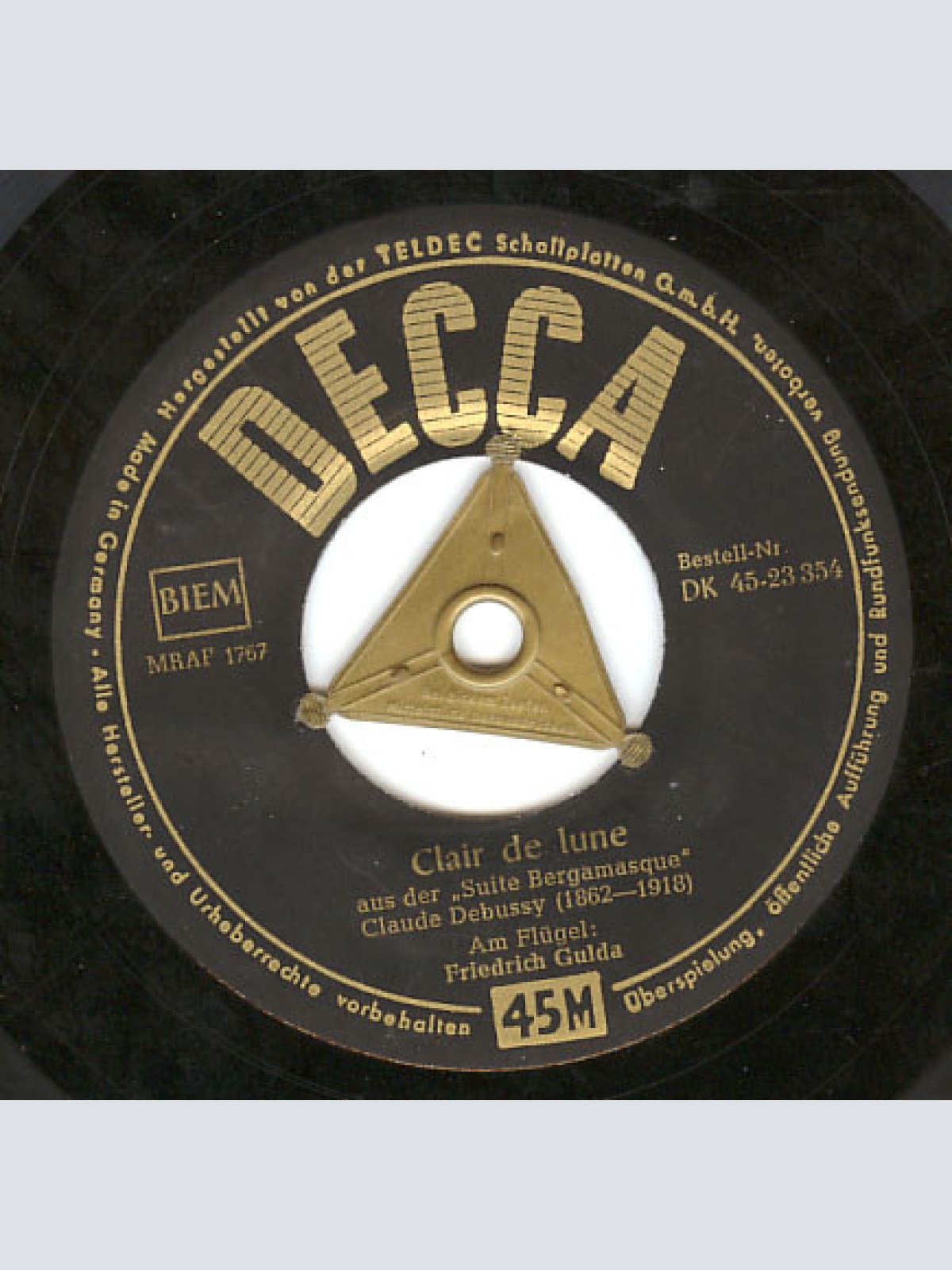 Vinyl / Friedrich Gulda - Debussy* / Chopin* - Clair De Lune / Prelude Nr. 15 Des-Dur
