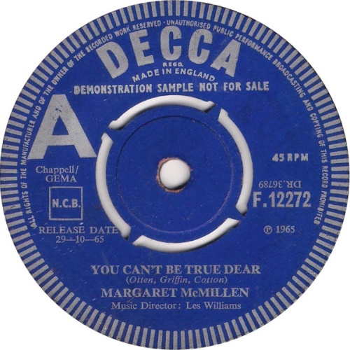Vinyl / Margaret McMillen - You Can't Be True Dear