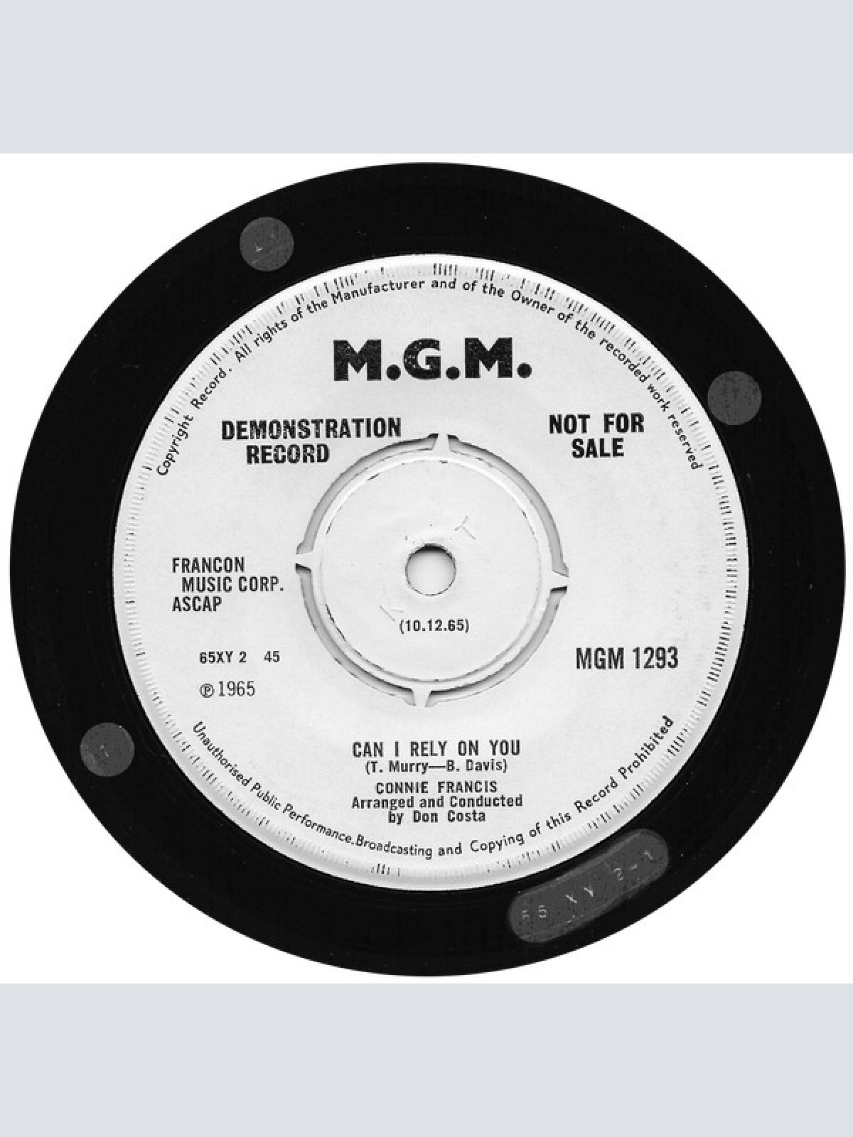 Vinyl / Connie Francis - Jealous Heart / Can I Rely On You