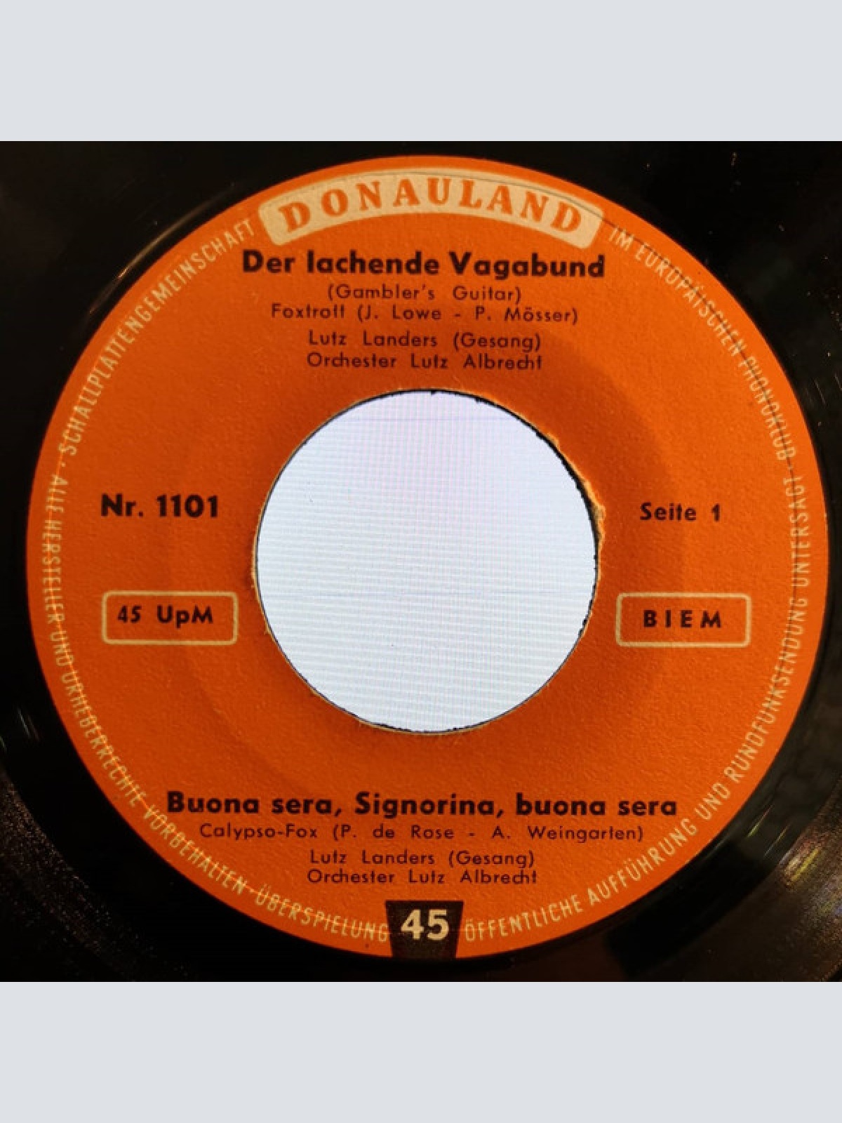 Vinyl / Lutz Landers / Tony Martin (5) - Der Lachende Vagabund / Buona Sera, Signorina, Buona Sera / Melodie D'amour / Tammy