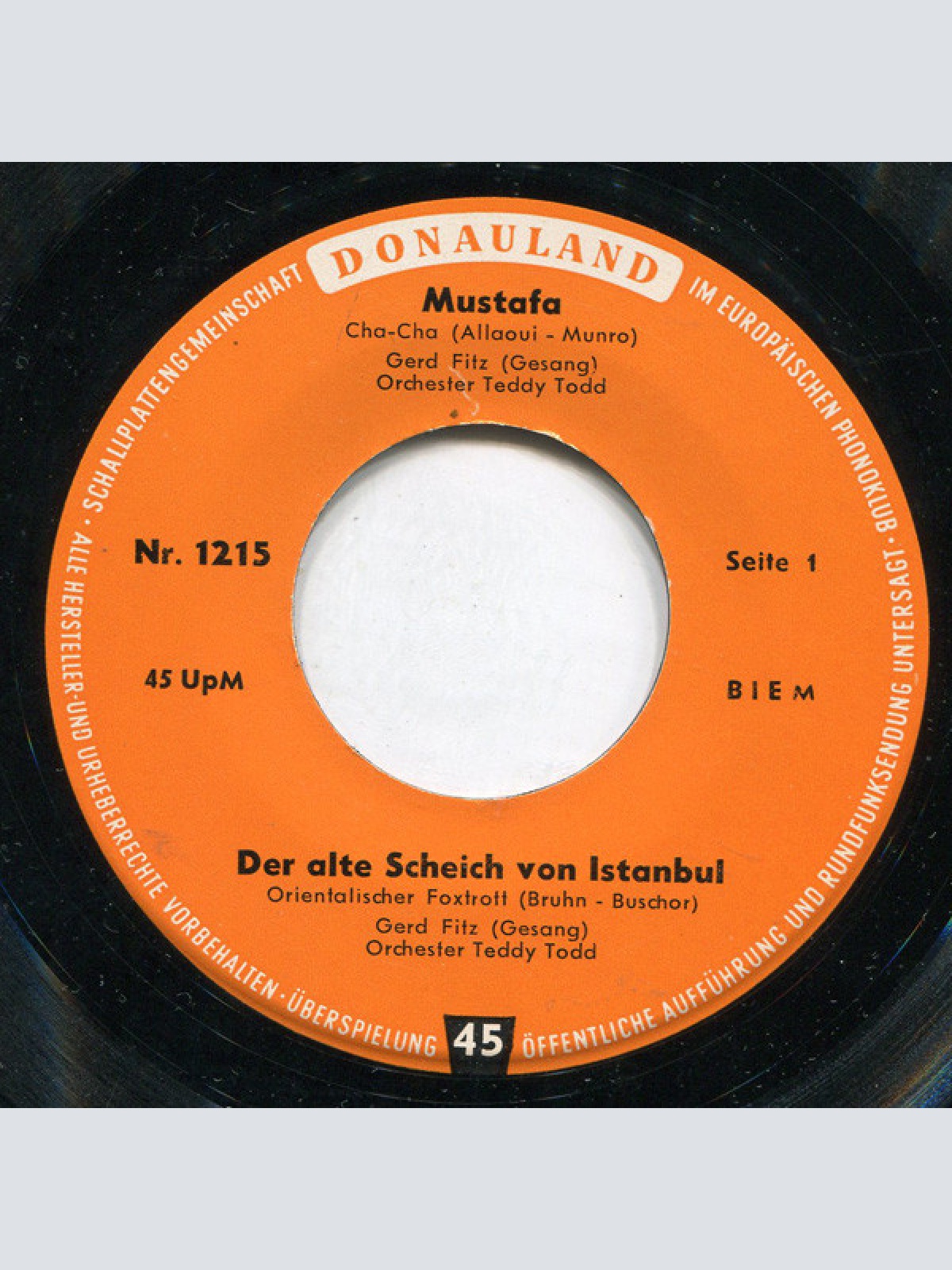 Vinyl / Gerd Fitz / Harry Graf / Rainer Bertram - Mustafa / Der Alte Scheich Von Istanbul / El Paso / Playboy-Blues