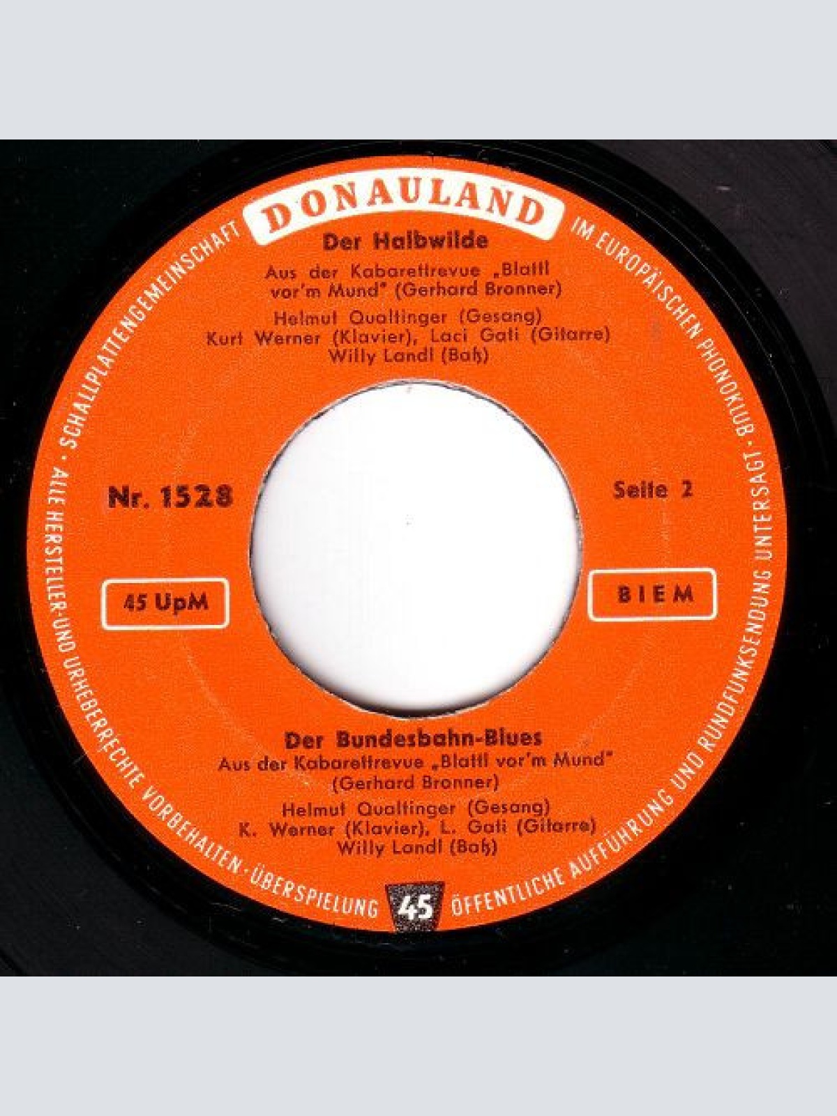 Vinyl / Gerhard Bronner / Helmut Qualtinger - Der G'schupfte Ferdl / Das Lied Vom Herrn Ober / Der Halbwilde / Der Bundesbahn-Blues