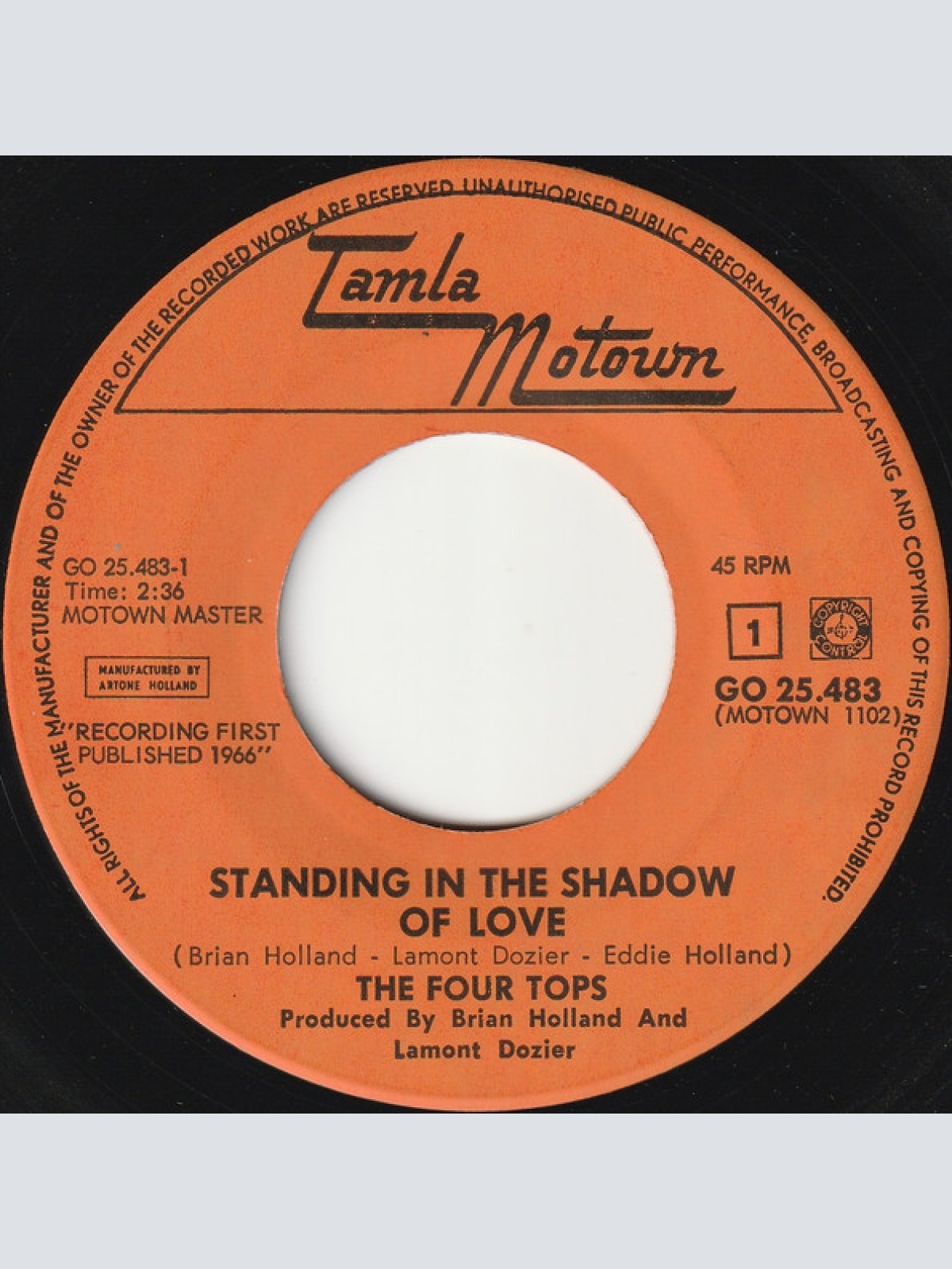 Vinyl / The Four Tops* - Standing In The Shadow Of Love / Since You've Been Gone
