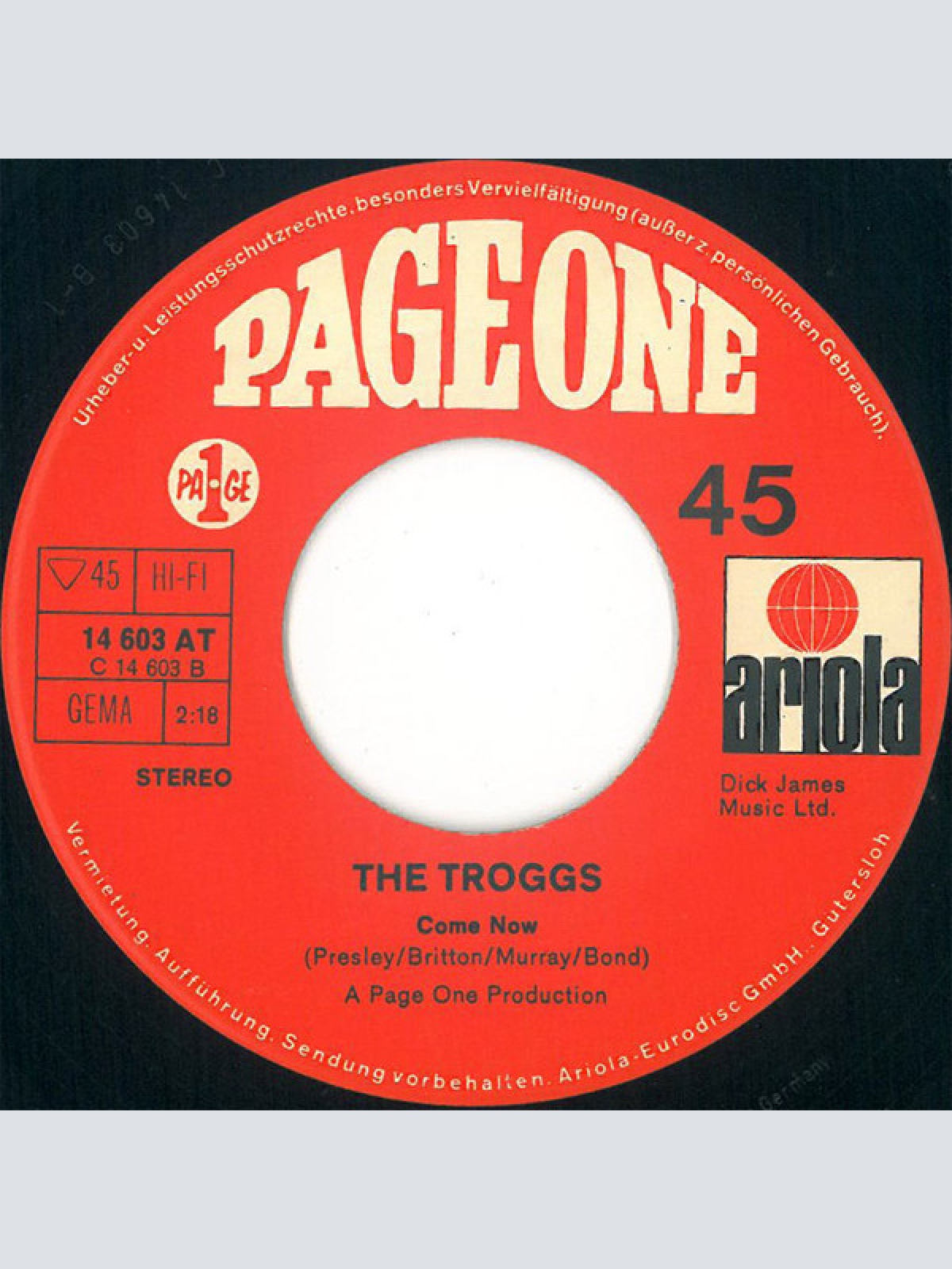 Vinyl / The Troggs - Lover / Come Now