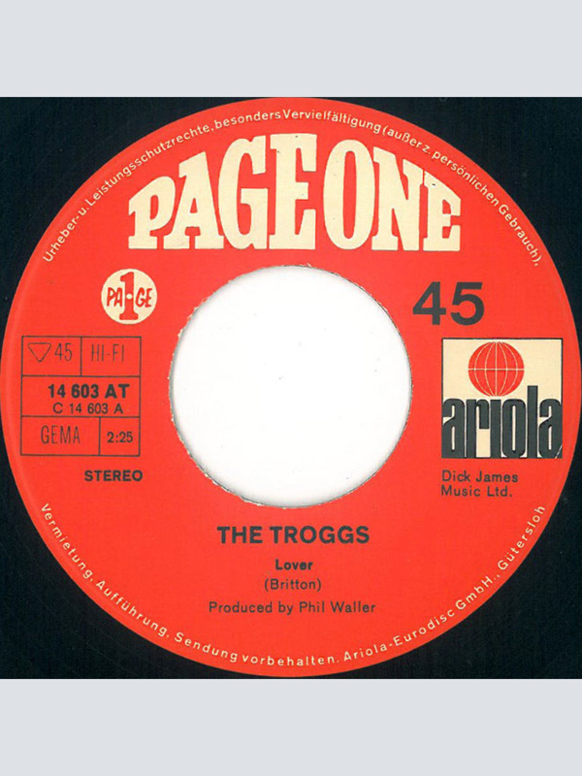 Vinyl / The Troggs - Lover / Come Now