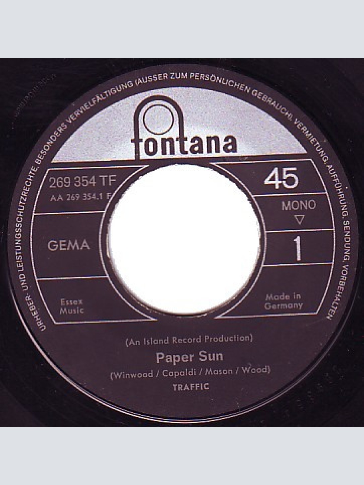 Vinyl / Stevie Winwood* And His New Group Traffic - Paper Sun