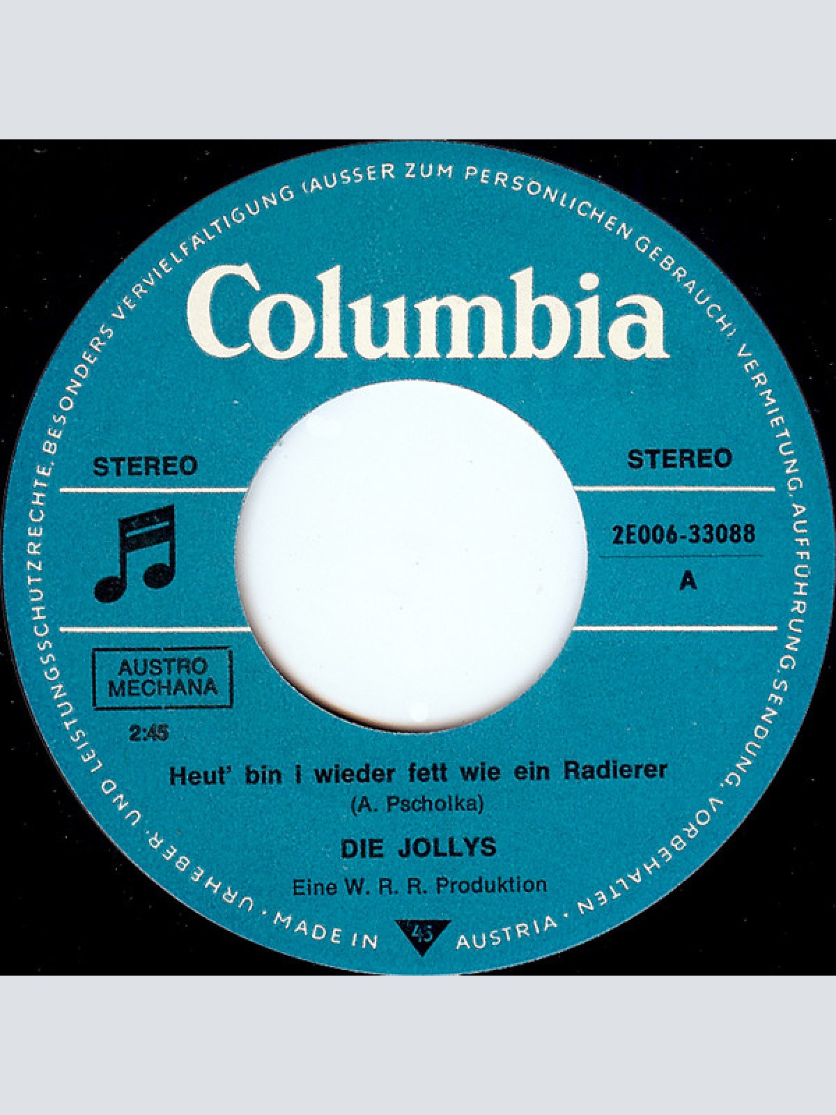 Vinyl / Die Jollys - Heut' Bin I Wieder Fett Wie Ein Radierer / I Steh Auf Di