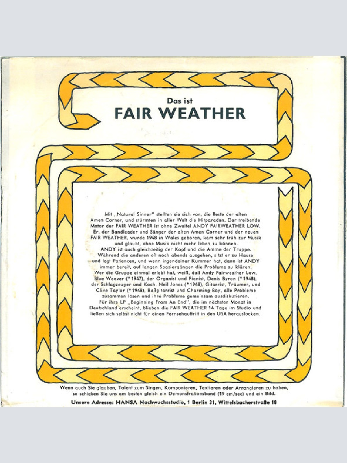Vinyl / Fair Weather - Tutti Frutti  /  Road To Freedom