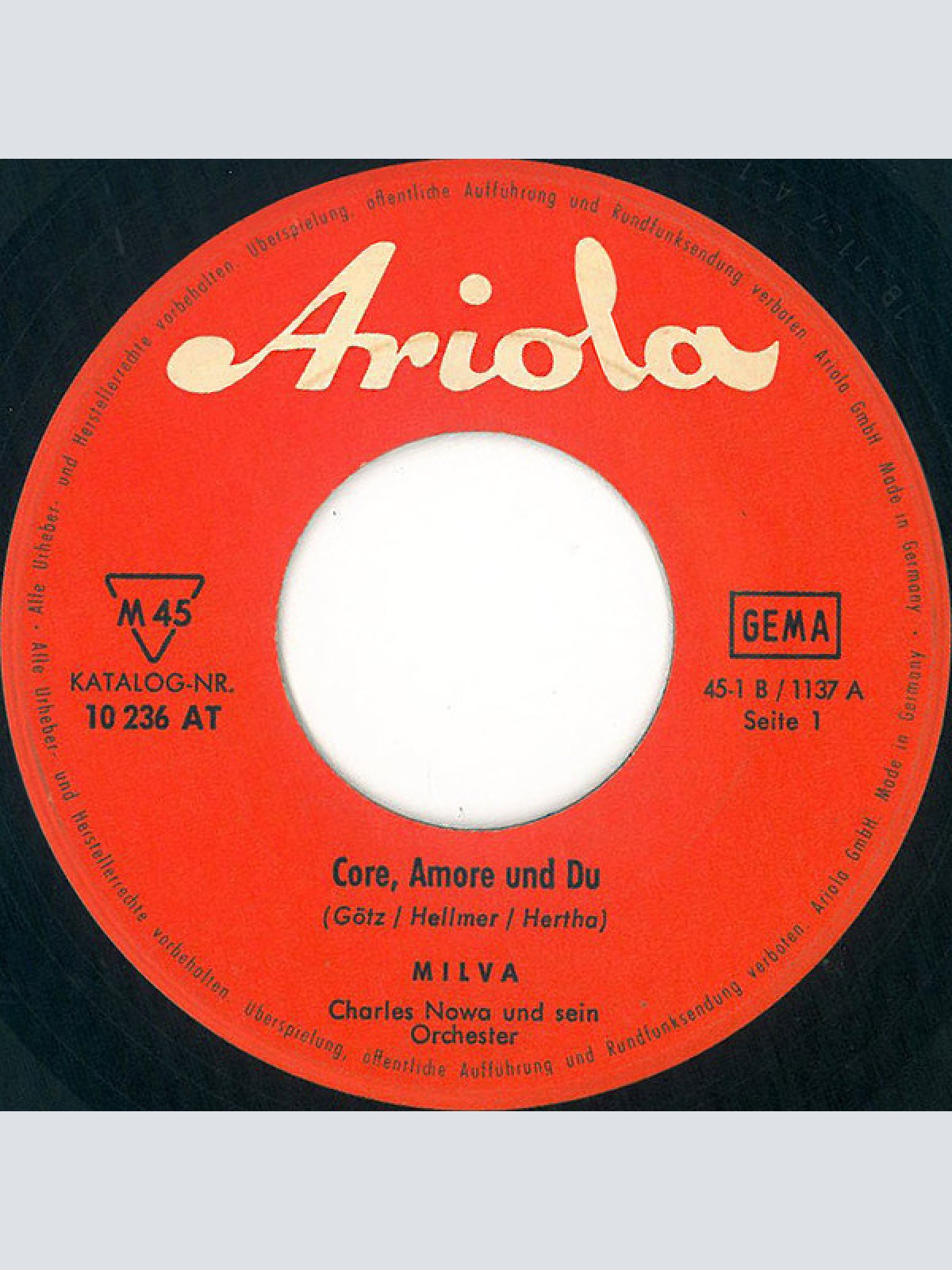 Vinyl / Milva - Core, Amore Und Du