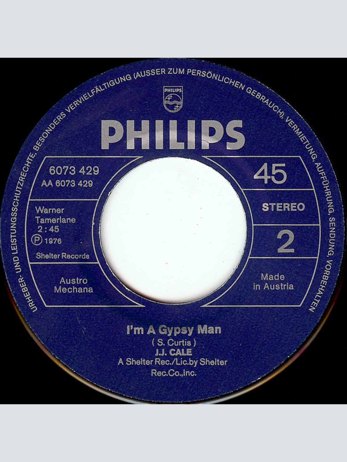 Vinyl / J.J. Cale - Cocaine / I'm A Gypsy Man