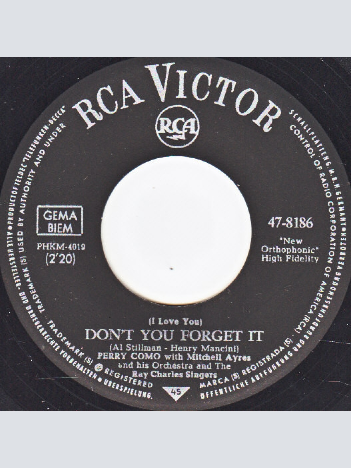 Vinyl / Perry Como - (I Love You) Don't You Forget It / One More Mountain