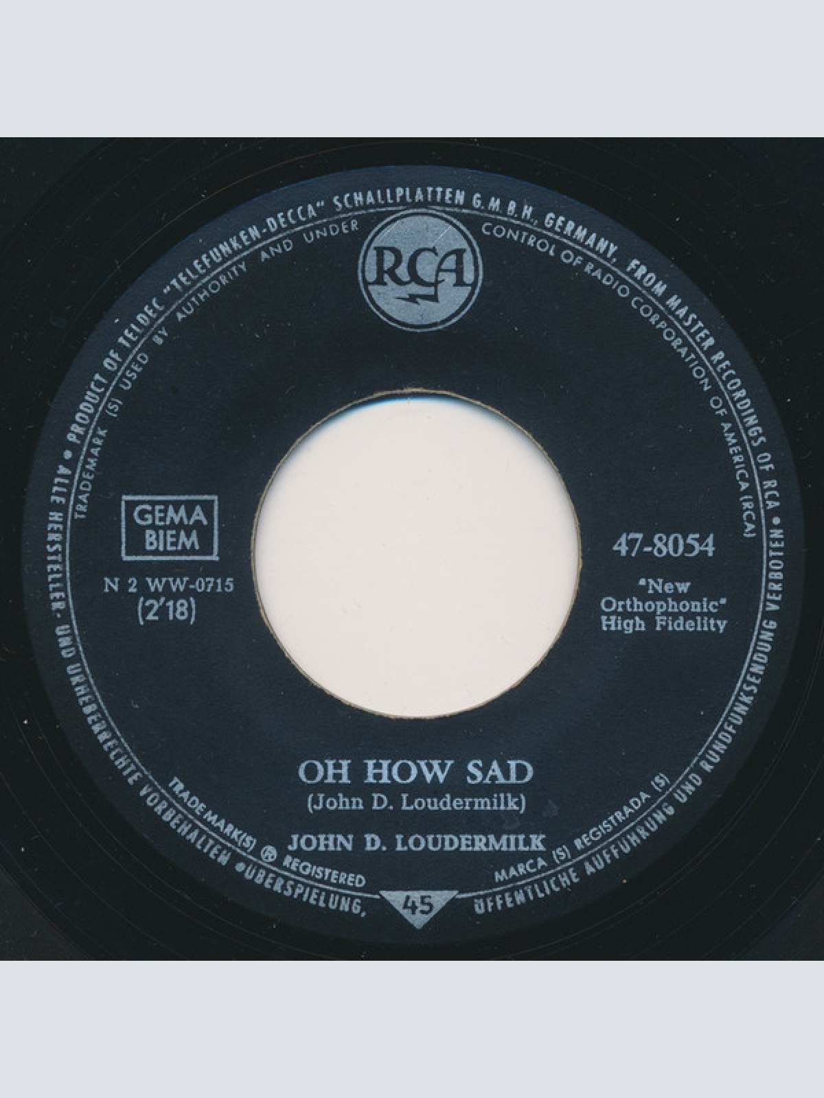 Vinyl / John D. Loudermilk - Callin' Doctor Casey / Oh How Sad