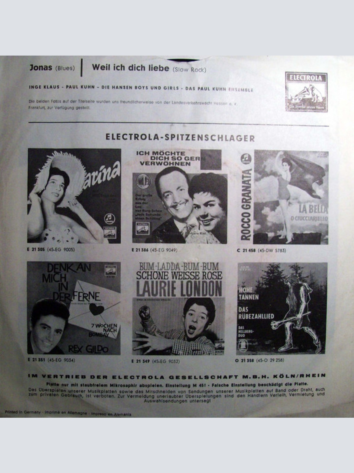 Vinyl / Inge Klaus - Paul Kuhn - Jonas