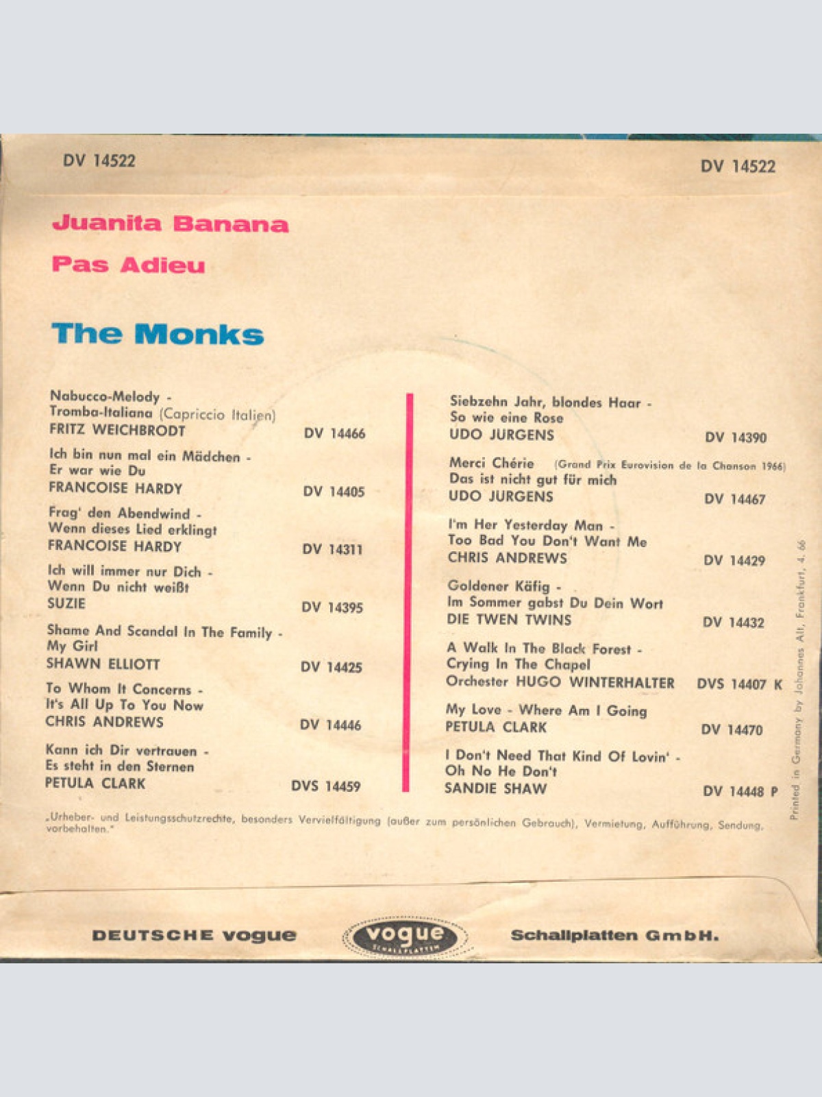 Vinyl / The Monks (7) - Juanita Banana