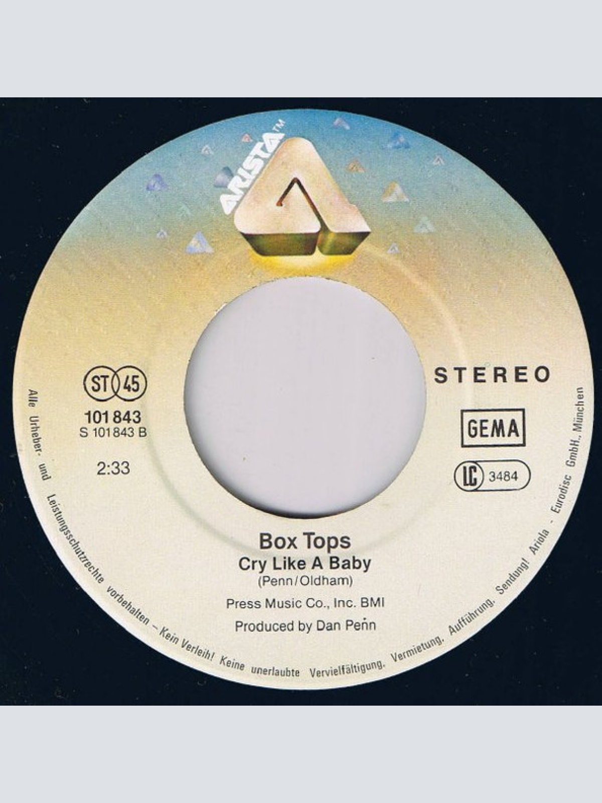Vinyl / Box Tops - The Letter / Cry Like A Baby