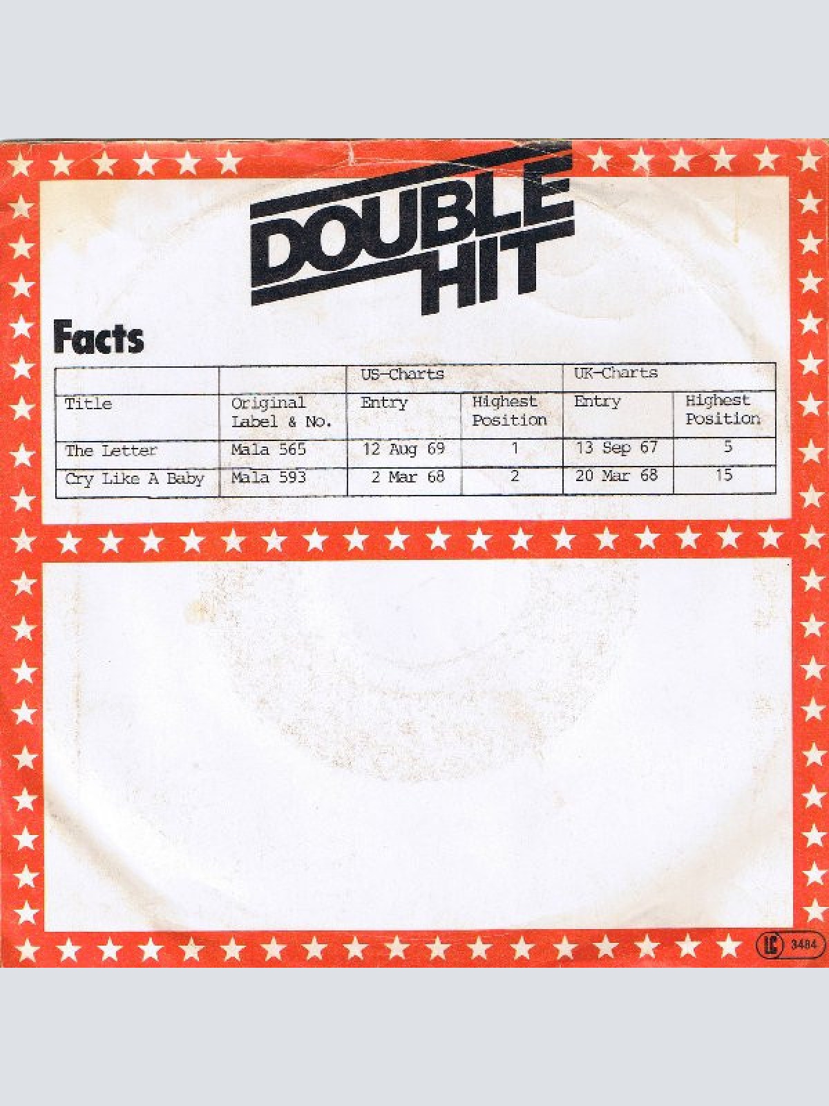 Vinyl / Box Tops - The Letter / Cry Like A Baby