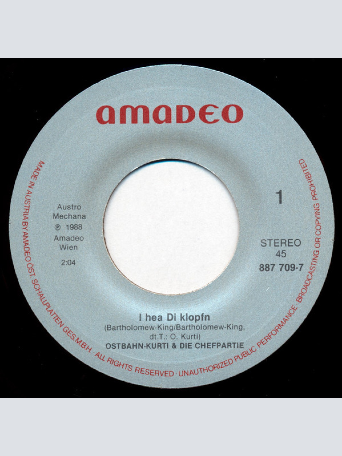 Vinyl / Ostbahn-Kurti & die Chefpartie - I Hea Di Klopfen