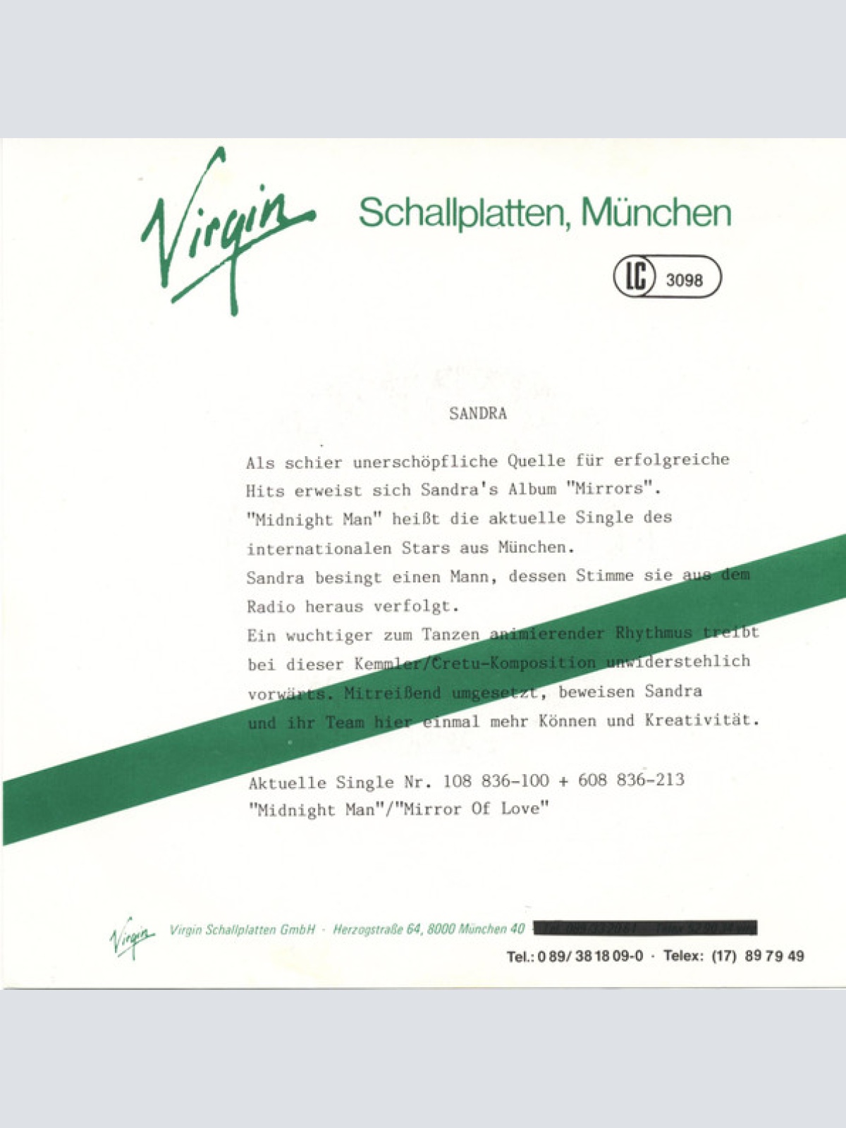 Vinyl / Sandra - Midnight Man