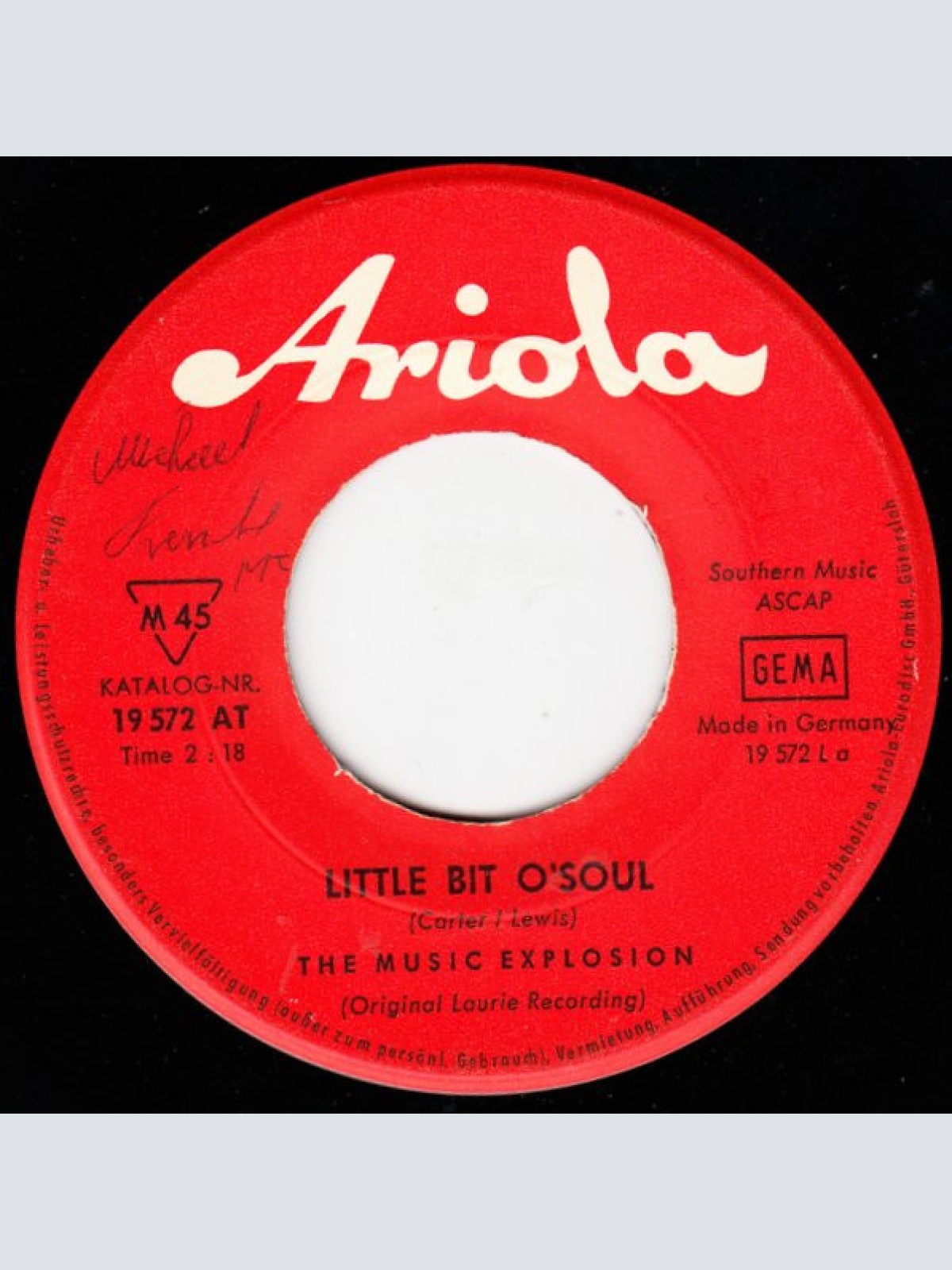 Vinyl / The Music Explosion - Little Bit O'Soul / I See The Light