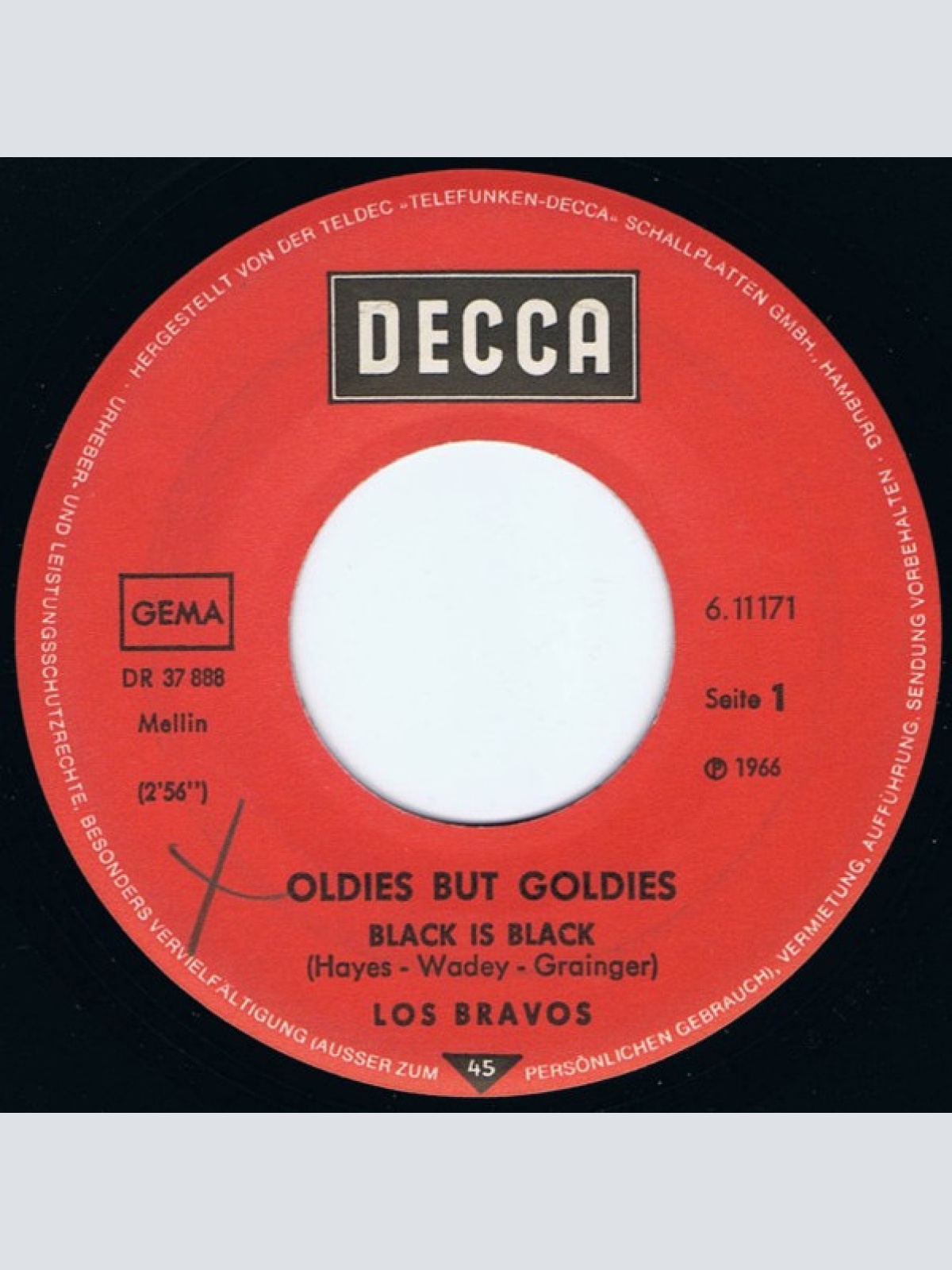 Vinyl / Los Bravos - Black Is Black / Bring A Little Lovin'